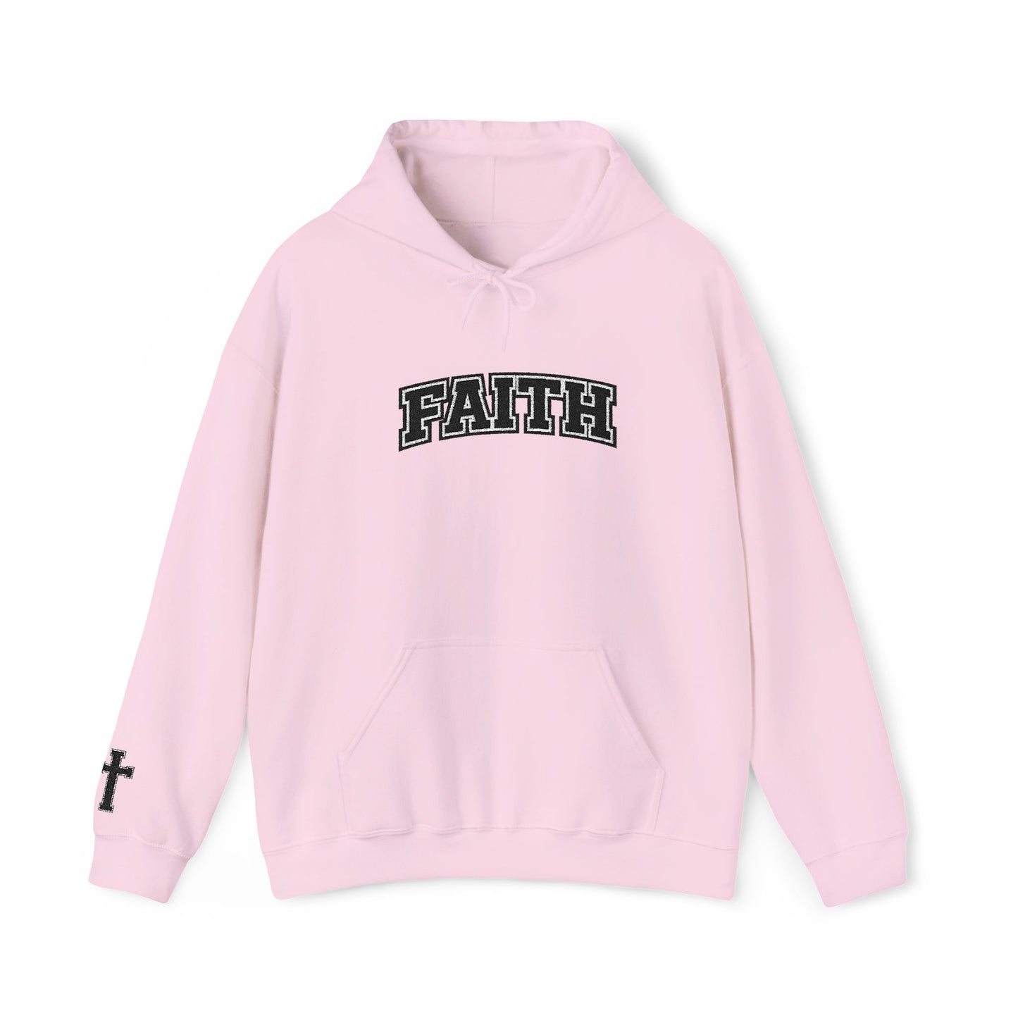 FAITH Collegiate Embroidered Hoodie  Bold faith. Everyday comfort.