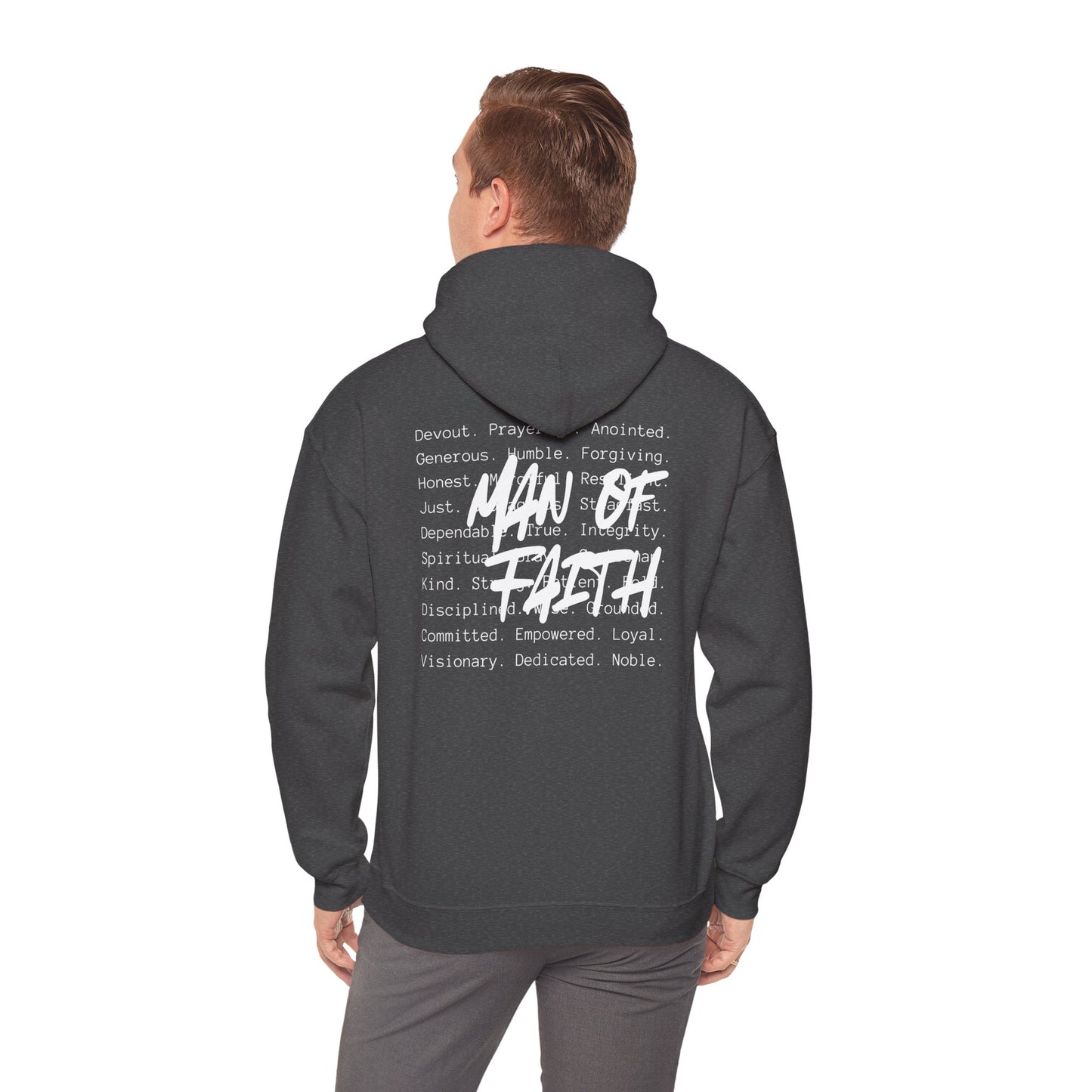 Man of Faith Hoodie — Inspirational Christian Script Pullover