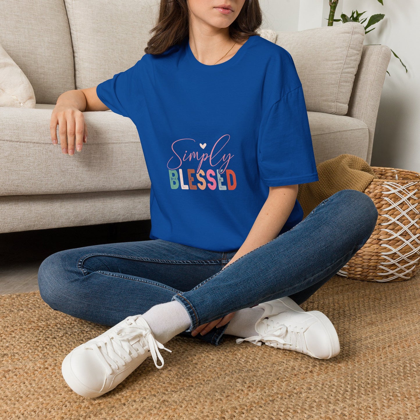 Simply Blessed T-Shirt — Pastel Script Faith Tee
