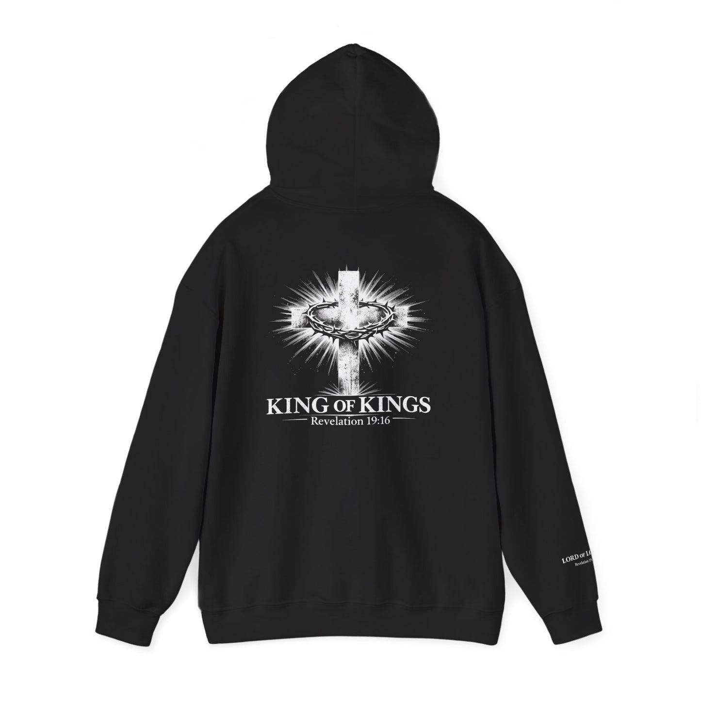 Christian 'King of Kings' Hoodie – Revelation 19:16 Cross Back Design