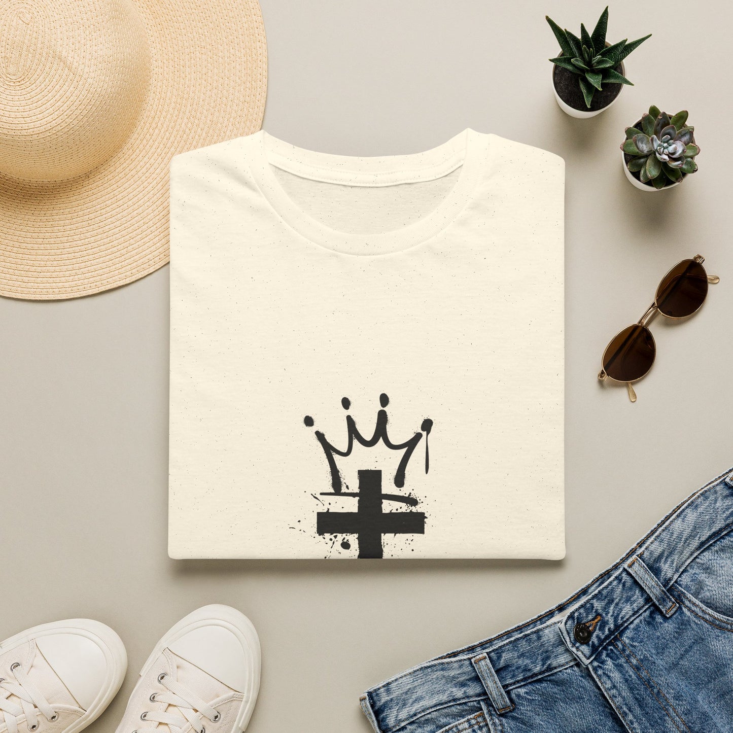 Jesus King T-Shirt — Crowned Cross Faith Graphic Tee