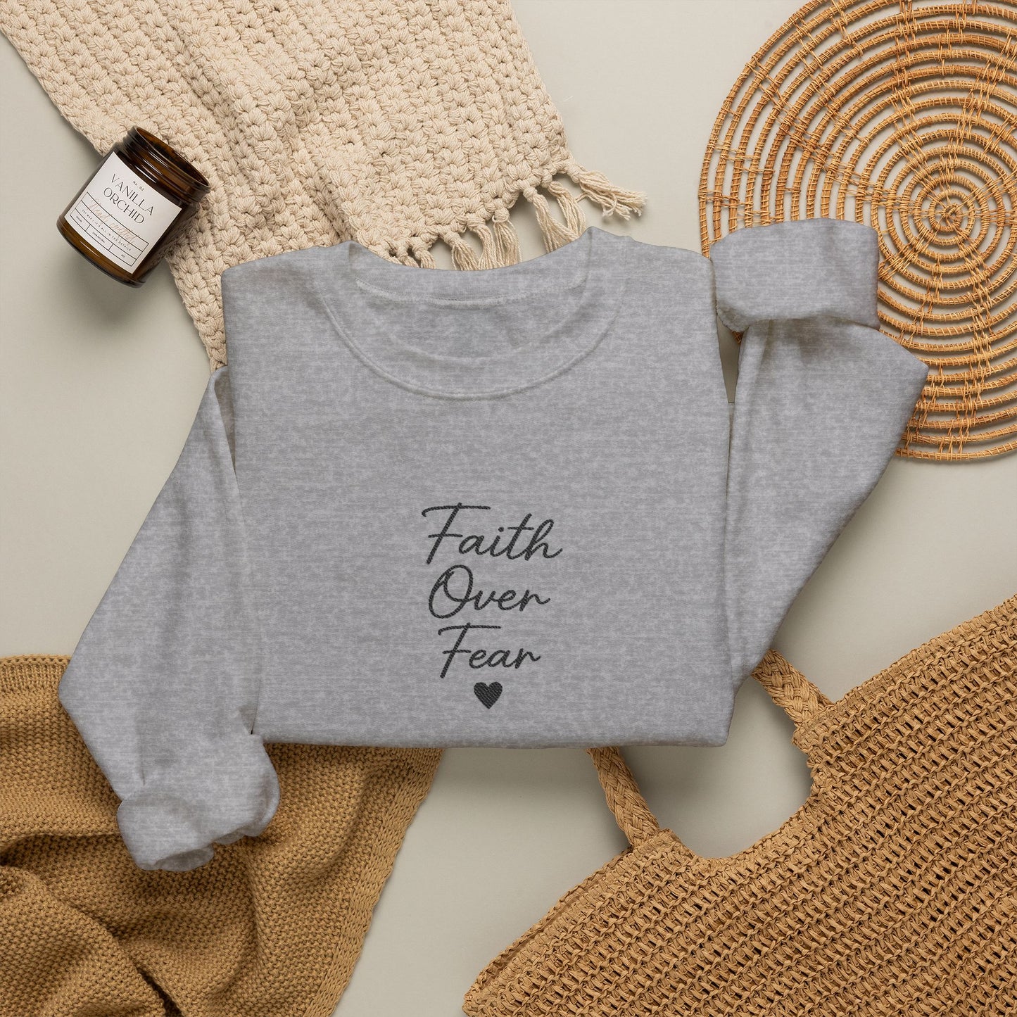 Embroidered "Faith Over Fear" Quietly Confident Christian Testimony