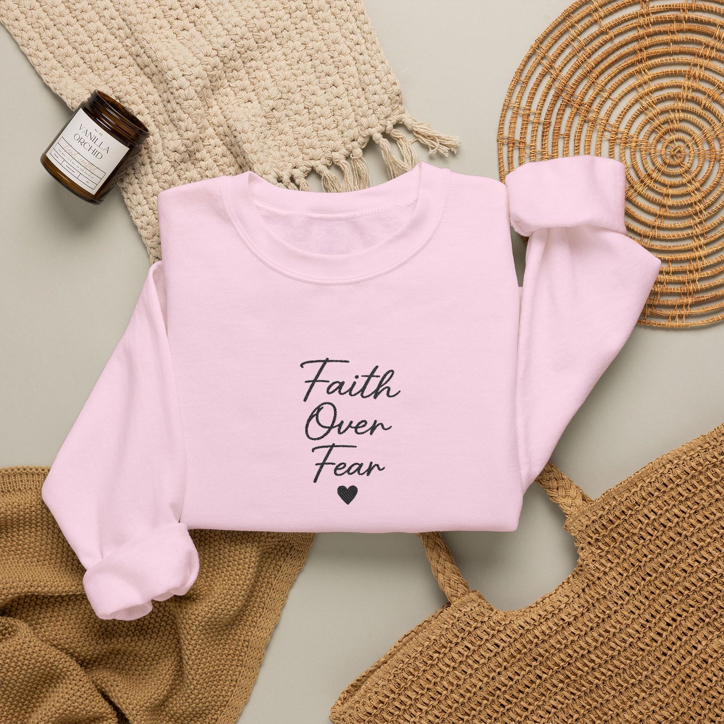 Embroidered "Faith Over Fear" Quietly Confident Christian Testimony