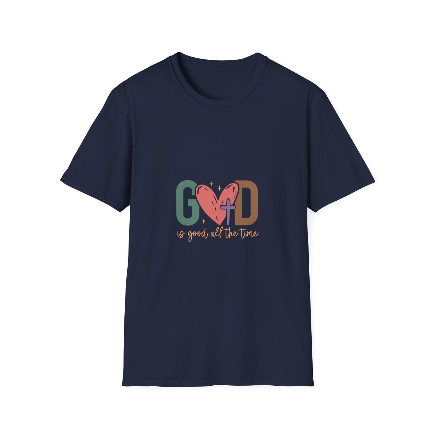 God With Heart Cross T-Shirt — Faith-Based Inspirational Tee