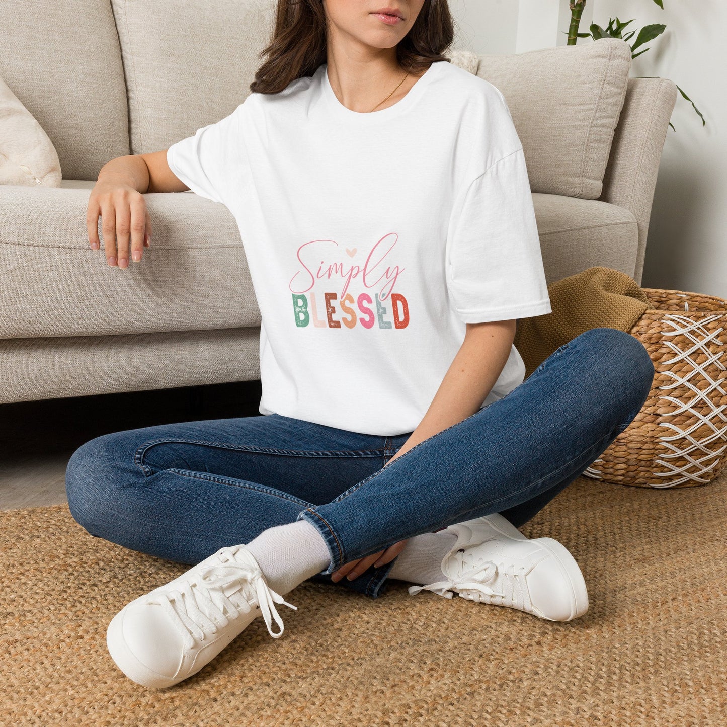 Simply Blessed T-Shirt — Pastel Script Faith Tee