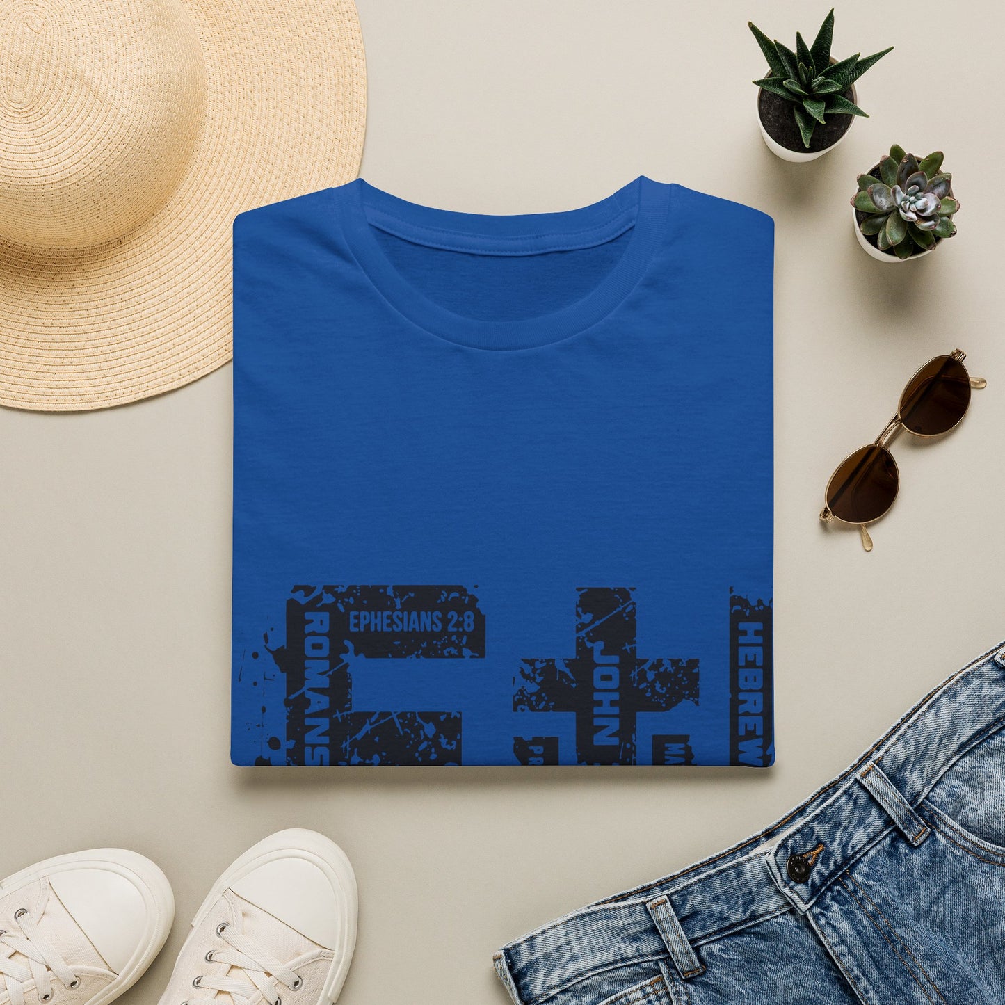 Faith Cross T-Shirt — Christian Scripture Graphic Tee (Ephesians 2:8)