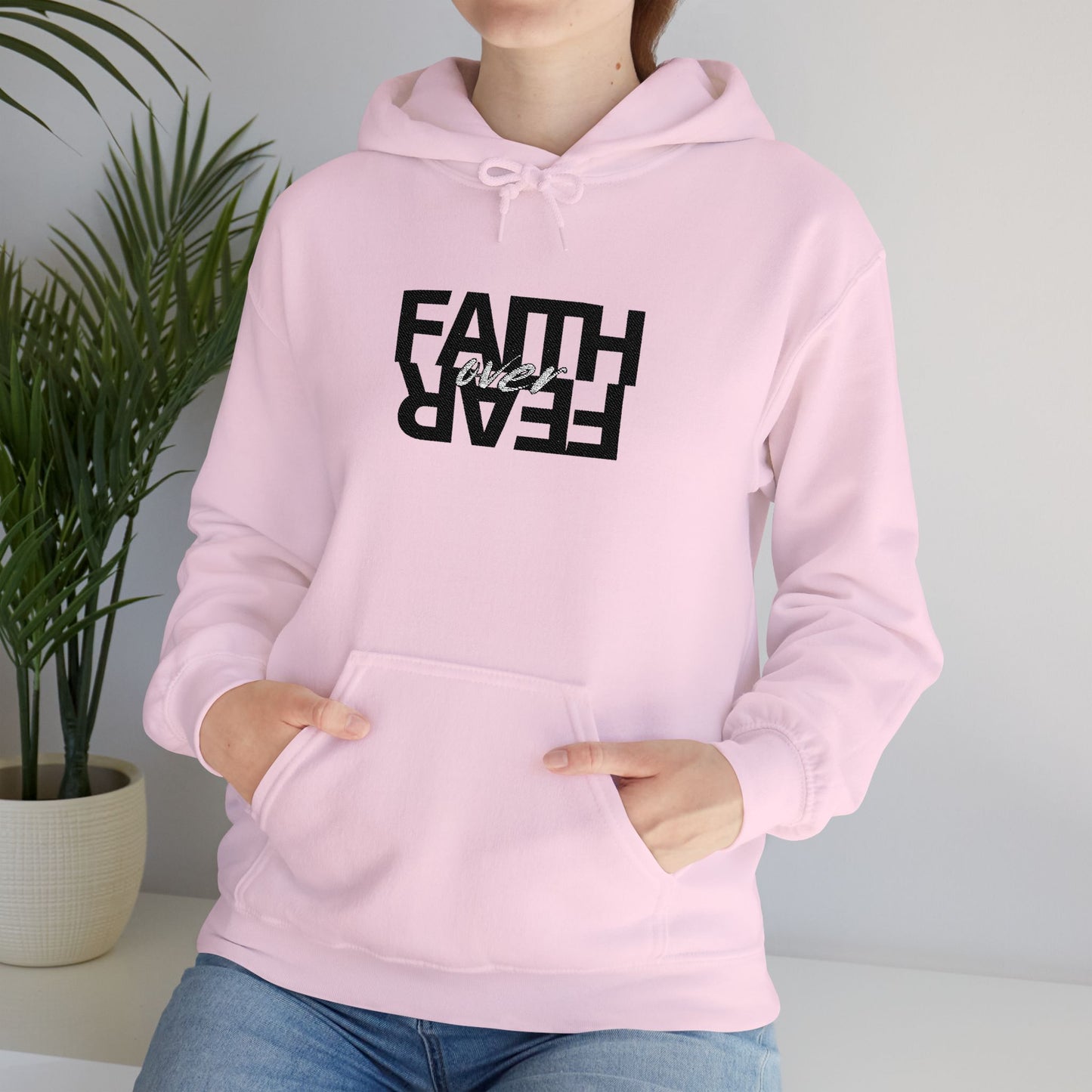 Embroidered "Faith Over Fear"— Inspired Script Pullover