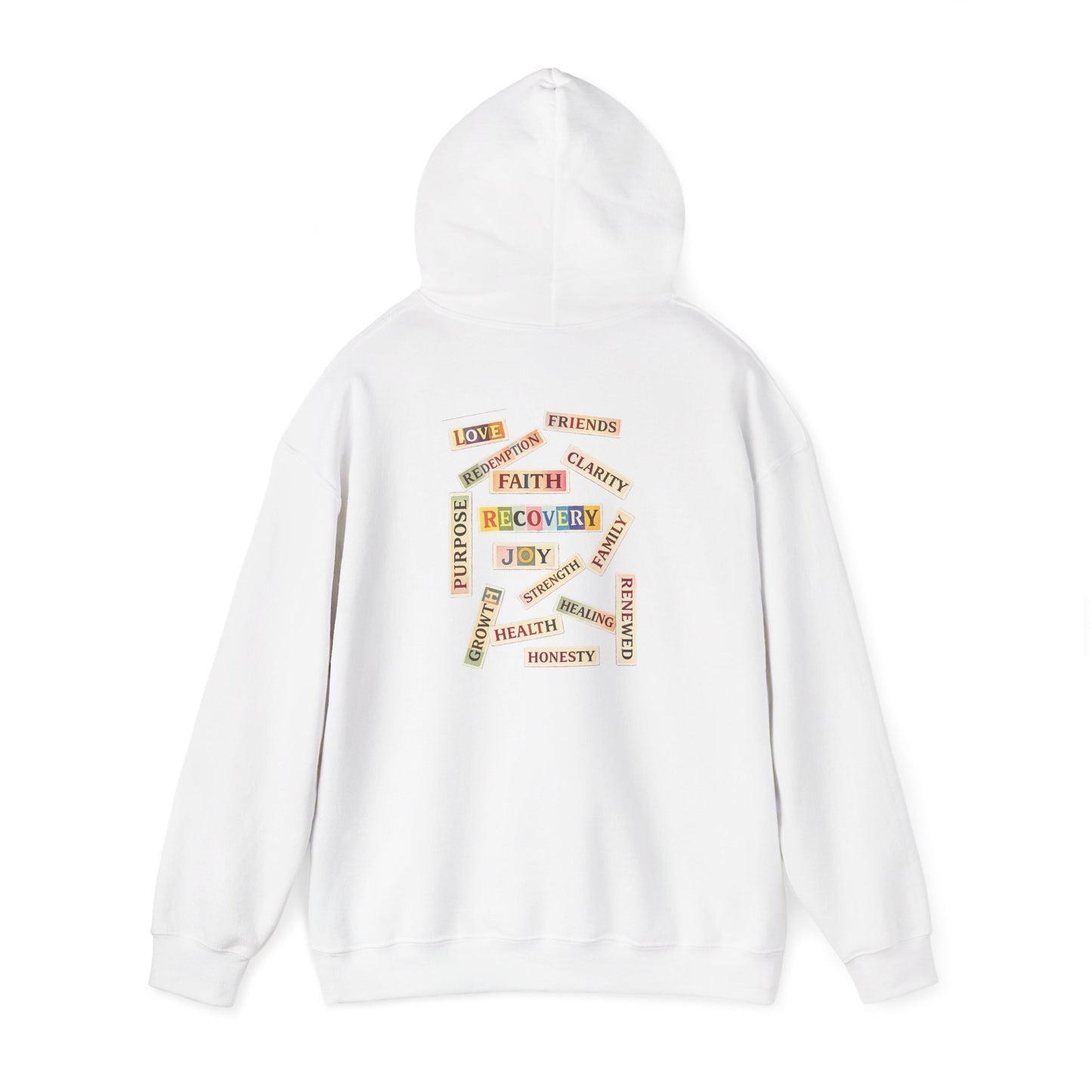 Recovery Words Hoodie — Inspirational Word Cloud Hooded Sweatshirt