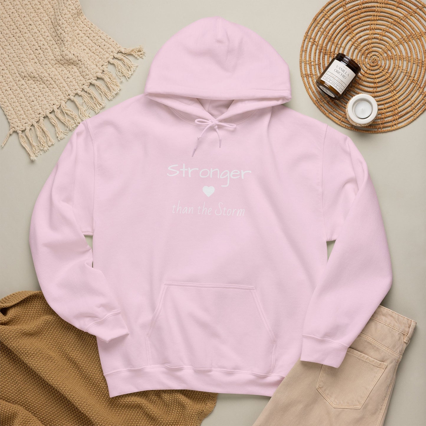 "Stronger than the Storm" Inspirational Pullover Hoodie