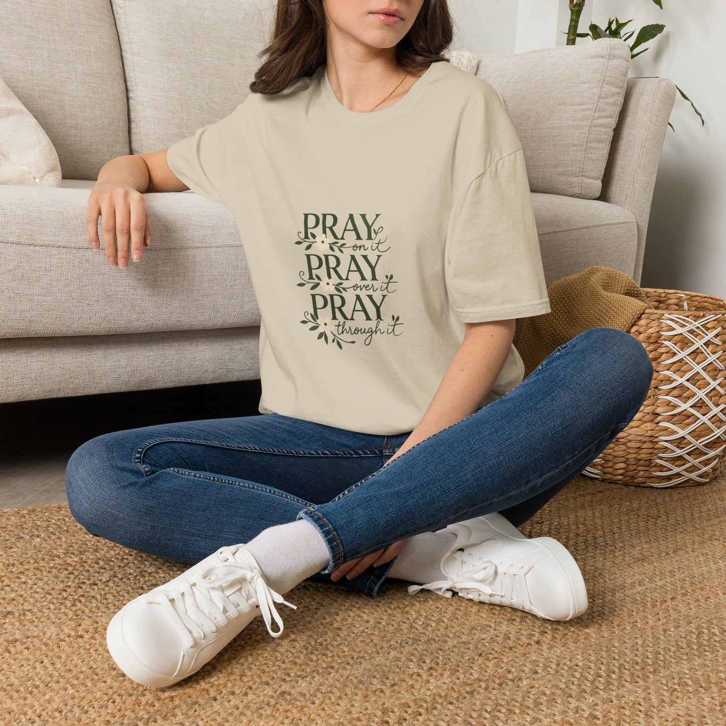 Floral "Pray On It, Pray Over It, Pray Through It" Tee