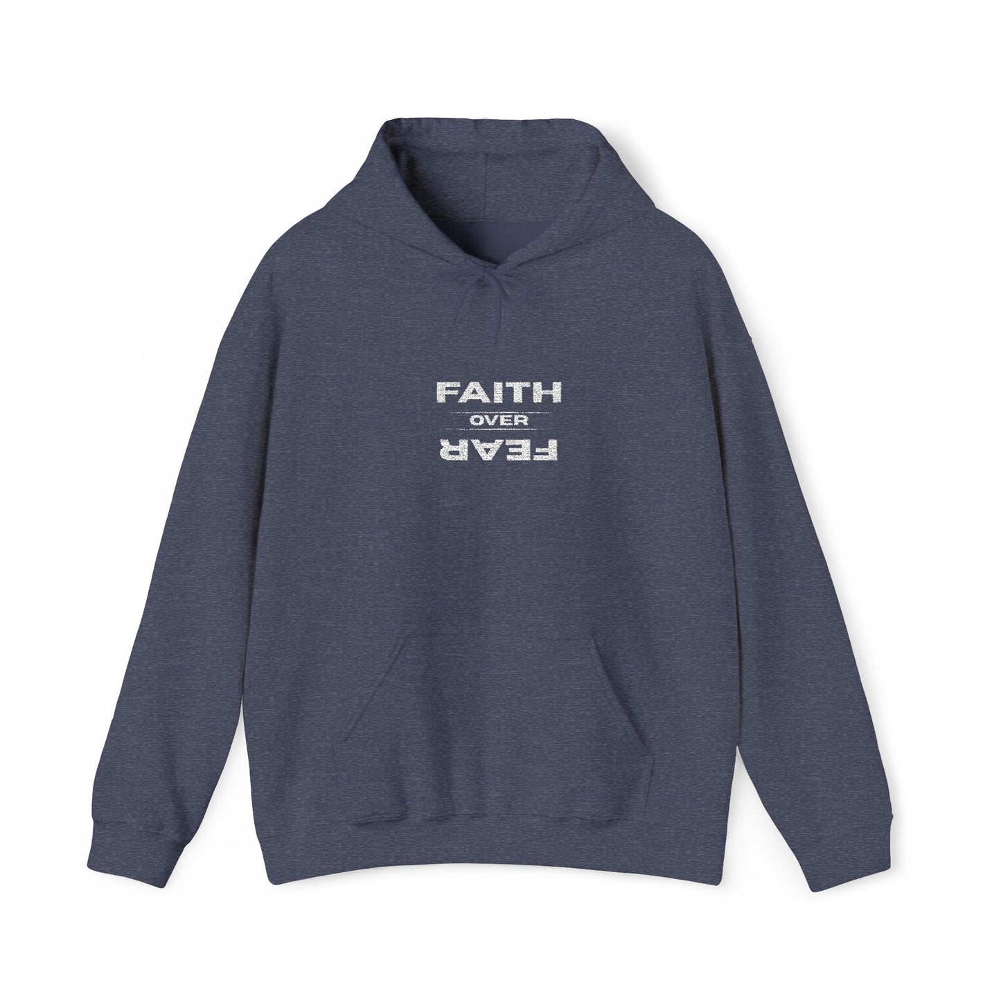 Embroidered "Faith Over Fear" Hoodie — Inspirational Christian Pullover White Lettering