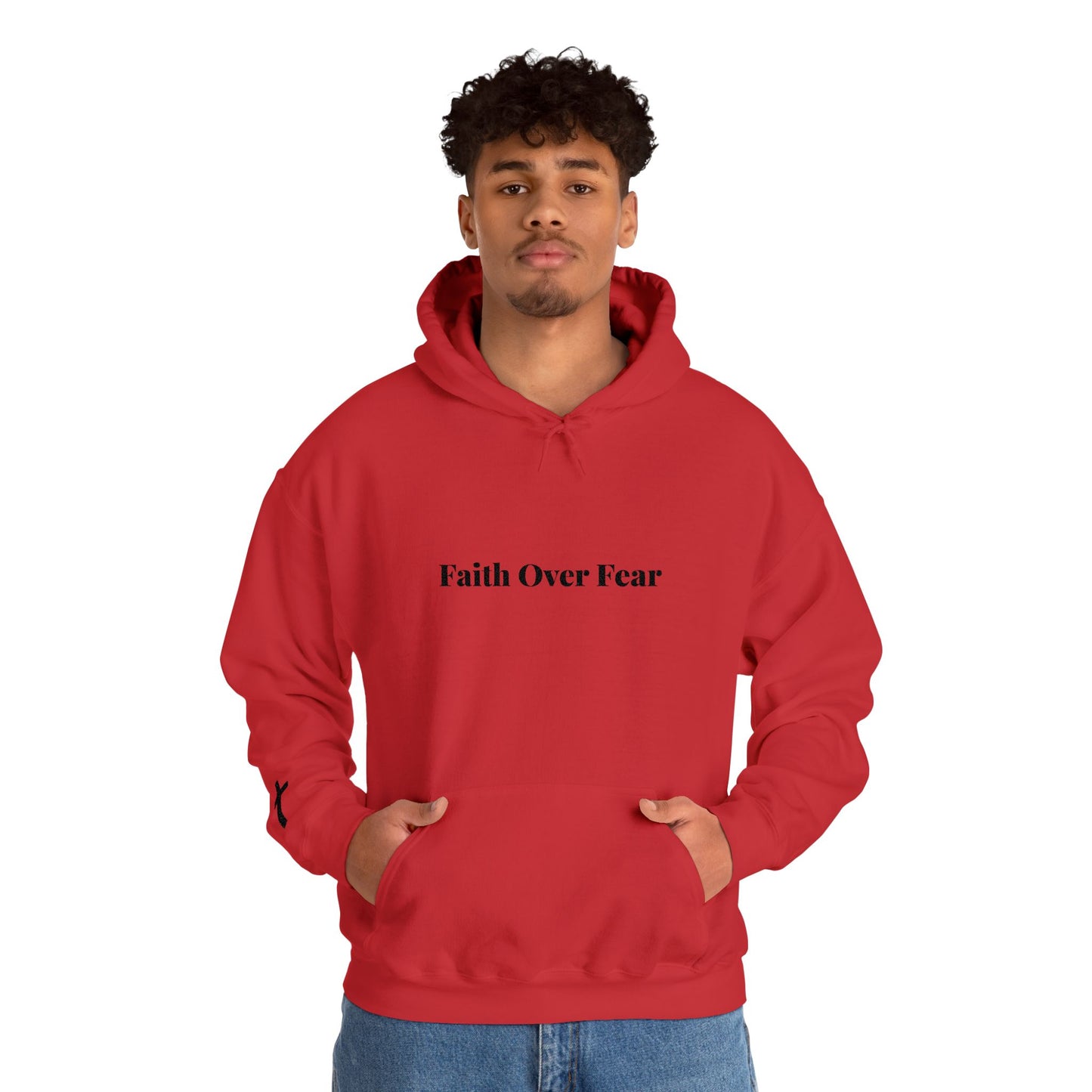 Faith Over Fear Hoodie — Minimal Christian Cross Pullover