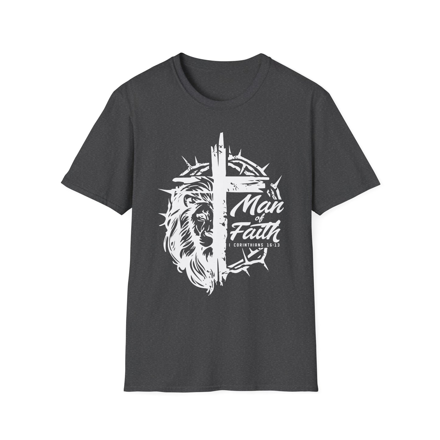 Faith Lion Cross T-Shirt — "Man of Faith" Christian Graphic Tee