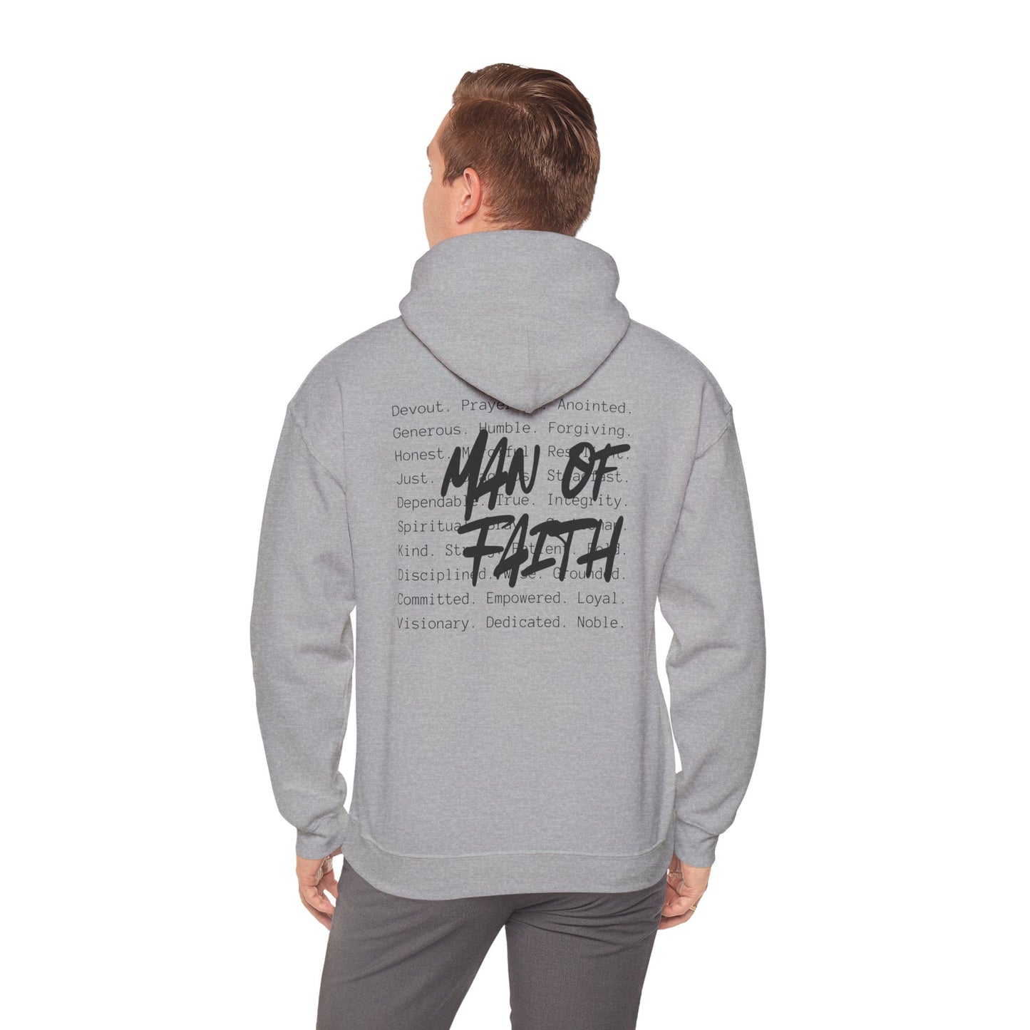 Man of Faith Hoodie — Inspirational Christian Script Pullover