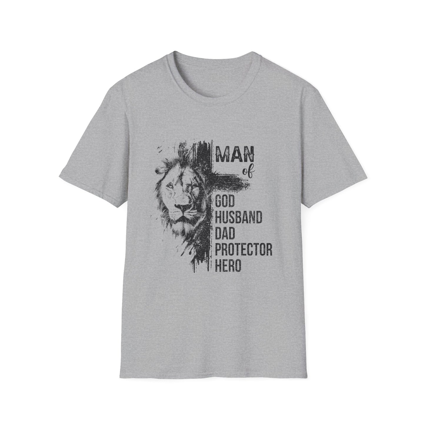 "Man of God: Husband, Dad, Protector, Hero" - T-Shirt
