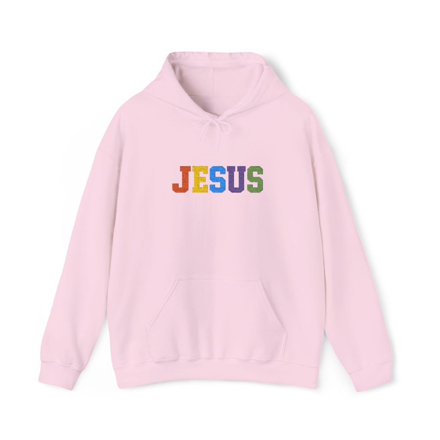 Embroidered Faith-Inspired “JESUS” Pullover Hoodie for Everyday Comfort