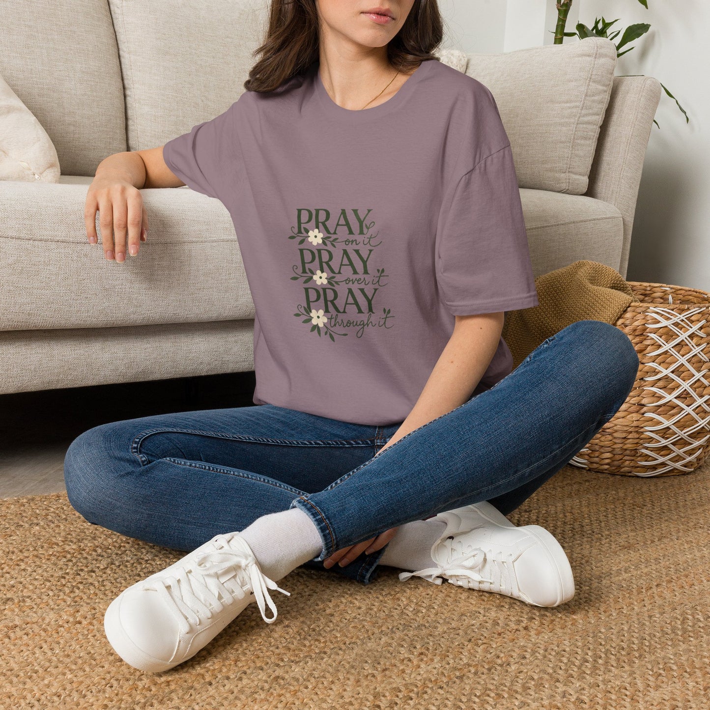 Floral "Pray On It, Pray Over It, Pray Through It" Tee