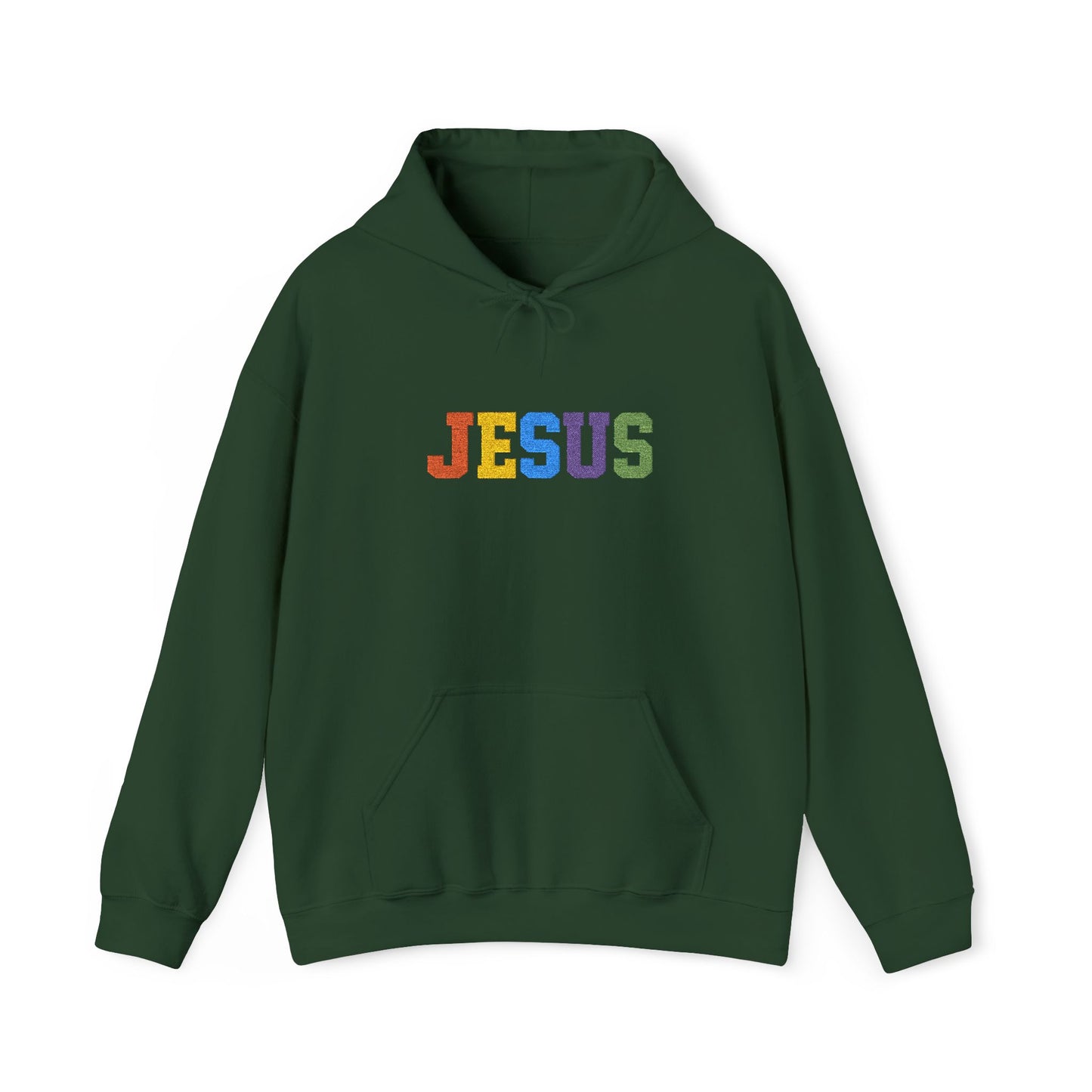 Embroidered Faith-Inspired “JESUS” Pullover Hoodie for Everyday Comfort