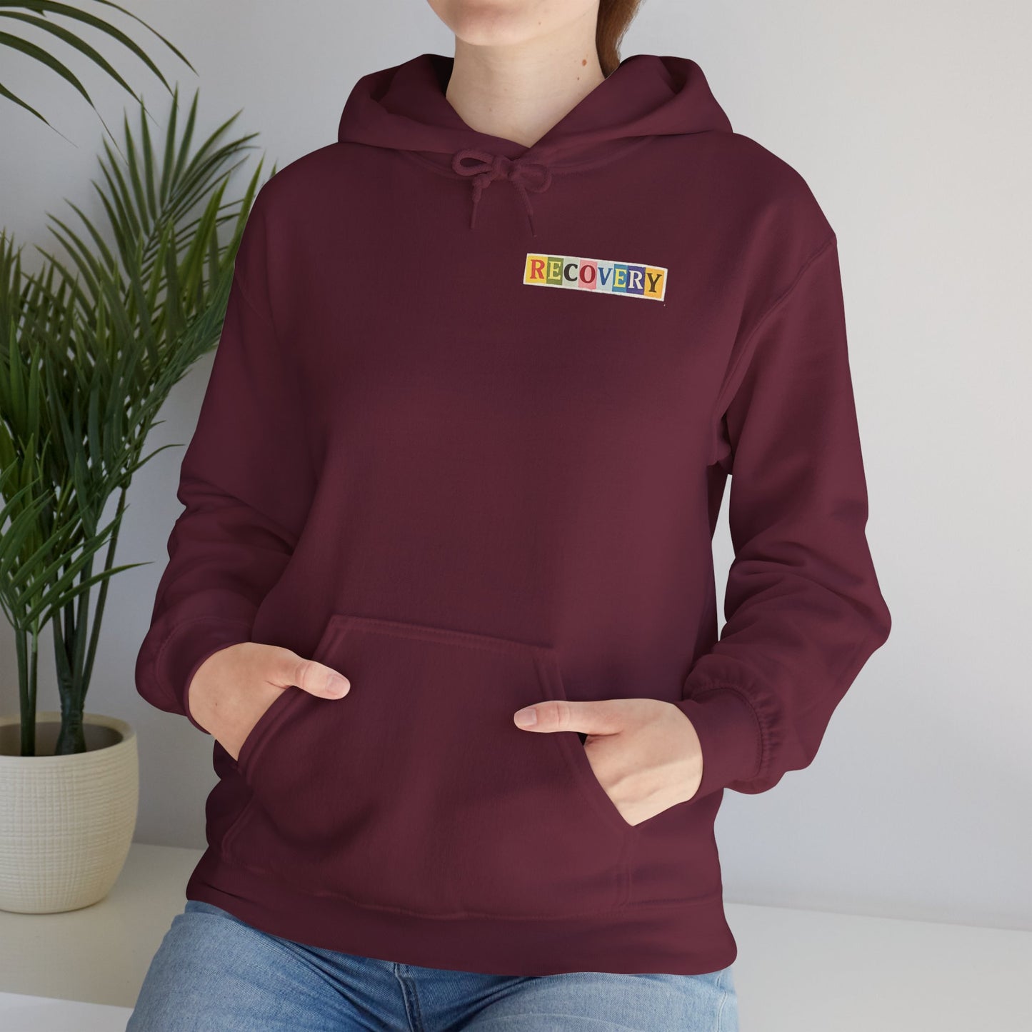 Recovery Words Hoodie — Inspirational Word Cloud Hooded Sweatshirt