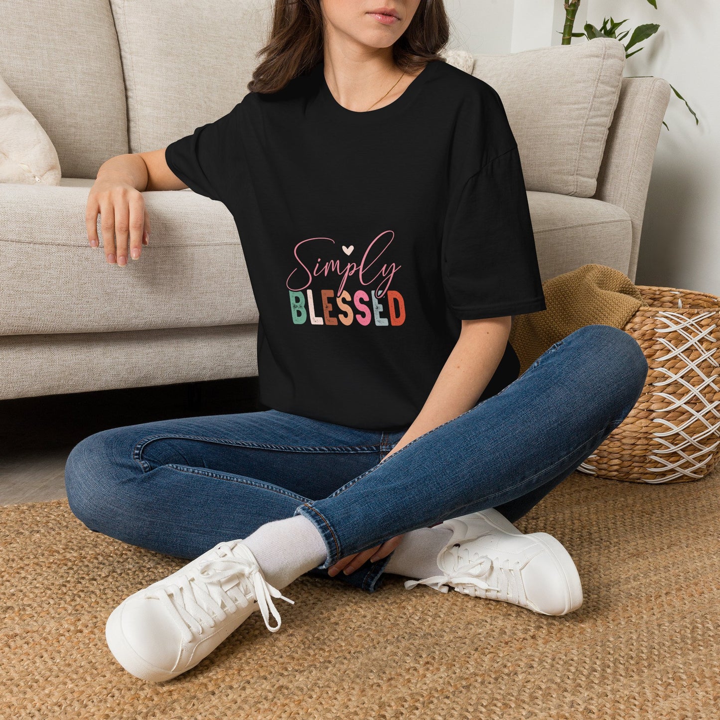 Simply Blessed T-Shirt — Pastel Script Faith Tee