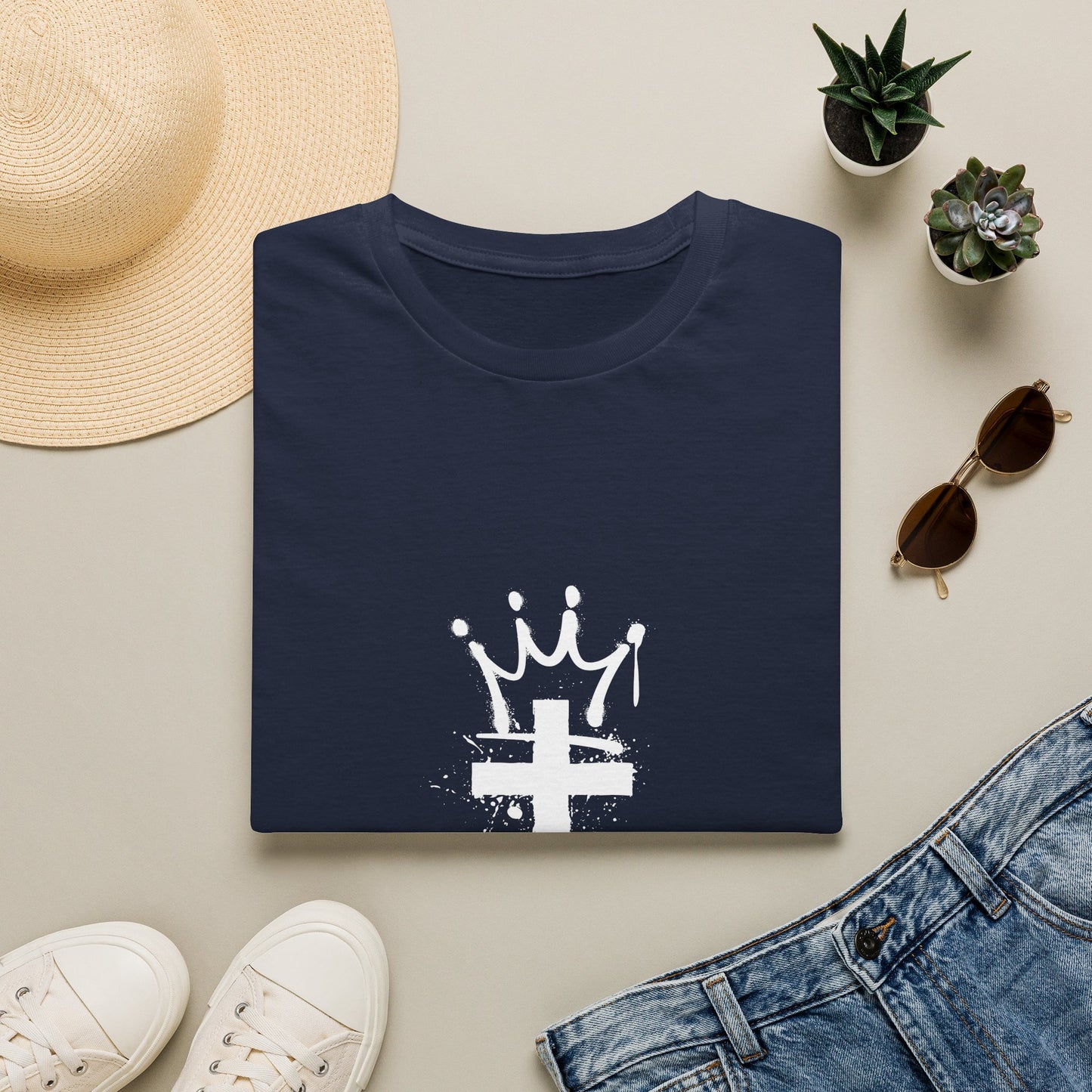 Jesus King T-Shirt — Crowned Cross Faith Graphic Tee