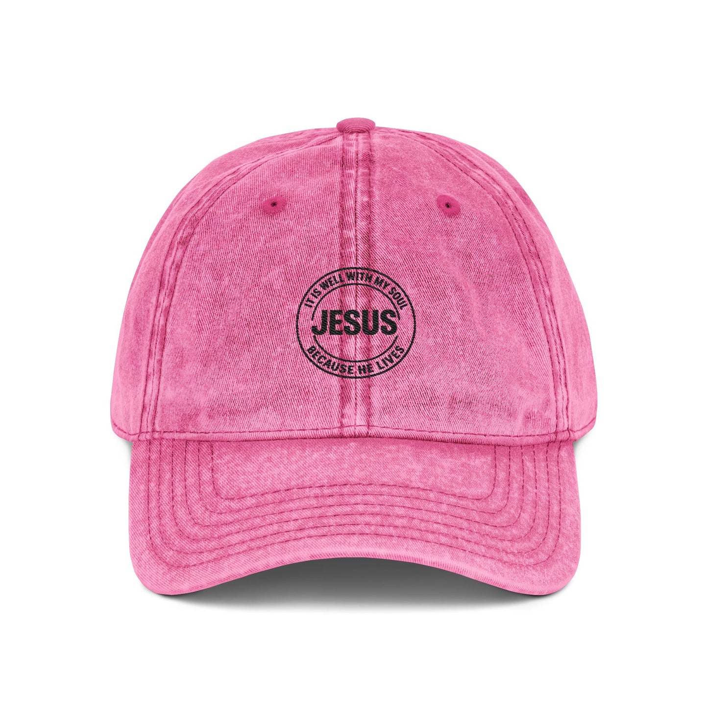 Embroidered Jesus Vintage Cap — Washed Red Baseball Hat