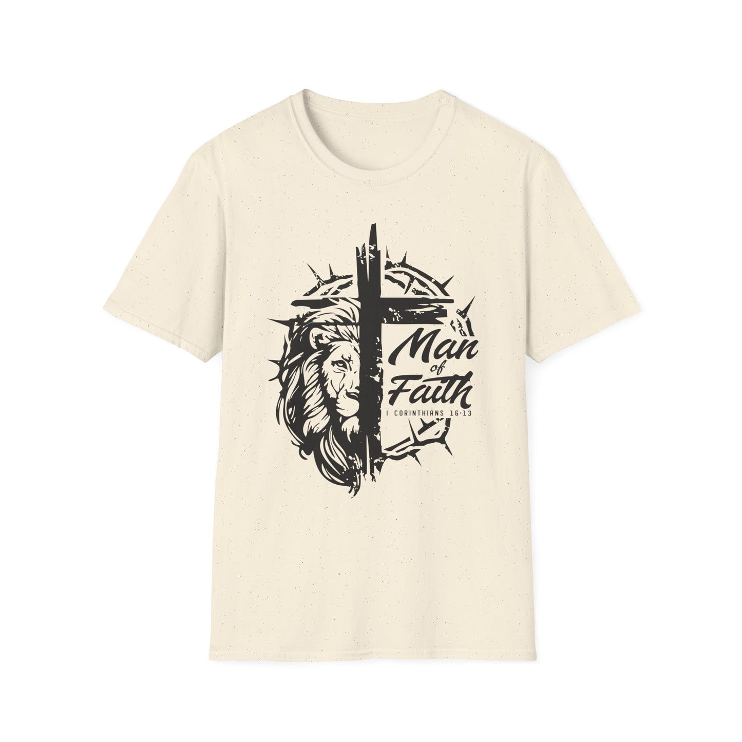 Faith Lion Cross T-Shirt — "Man of Faith" Christian Graphic Tee