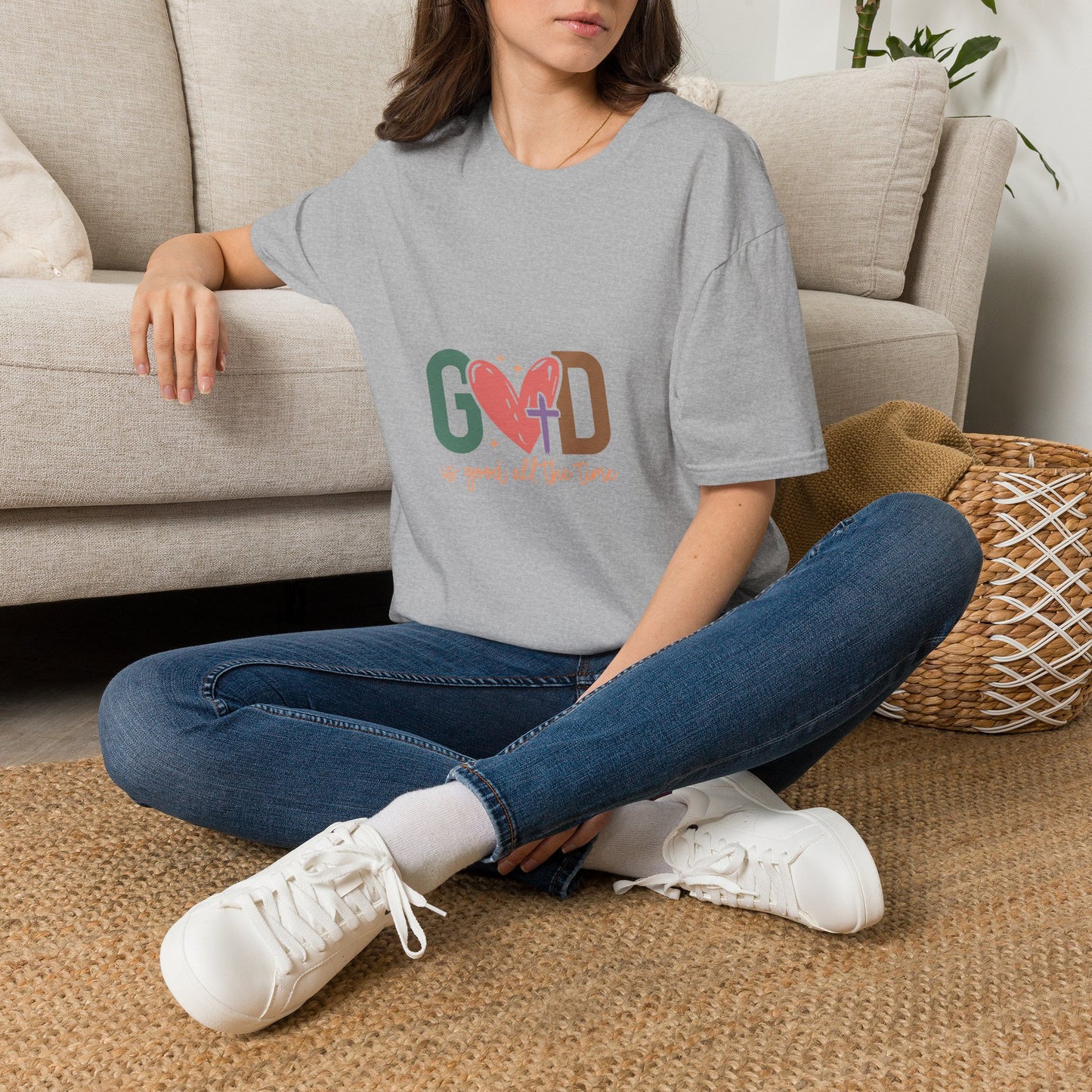 God With Heart Cross T-Shirt — Faith-Based Inspirational Tee