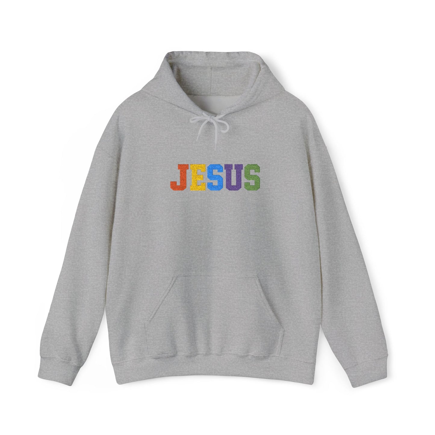 Embroidered Faith-Inspired “JESUS” Pullover Hoodie for Everyday Comfort