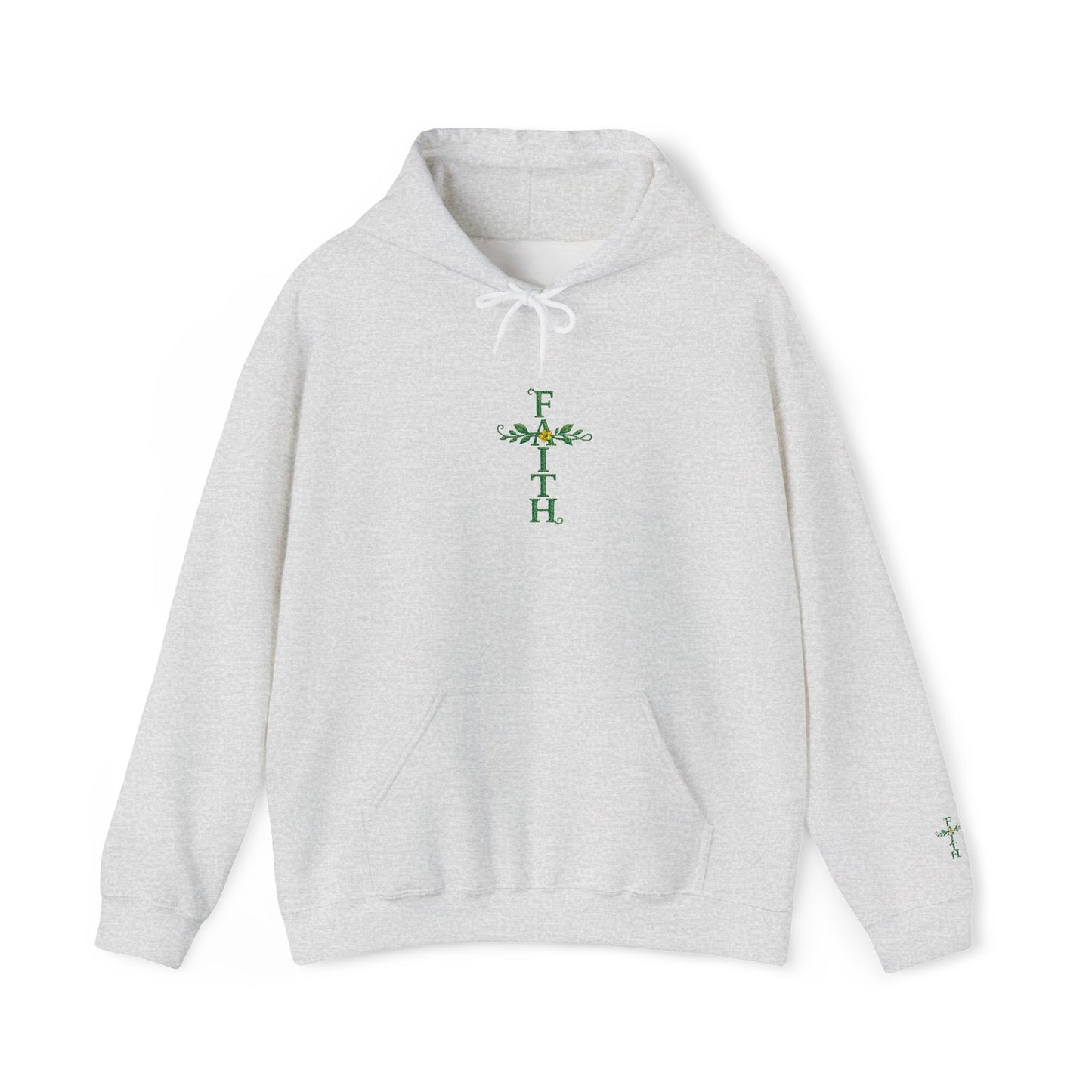 Embroidered "Faith Cross" Hoodie — Floral Faith Cross Pullover