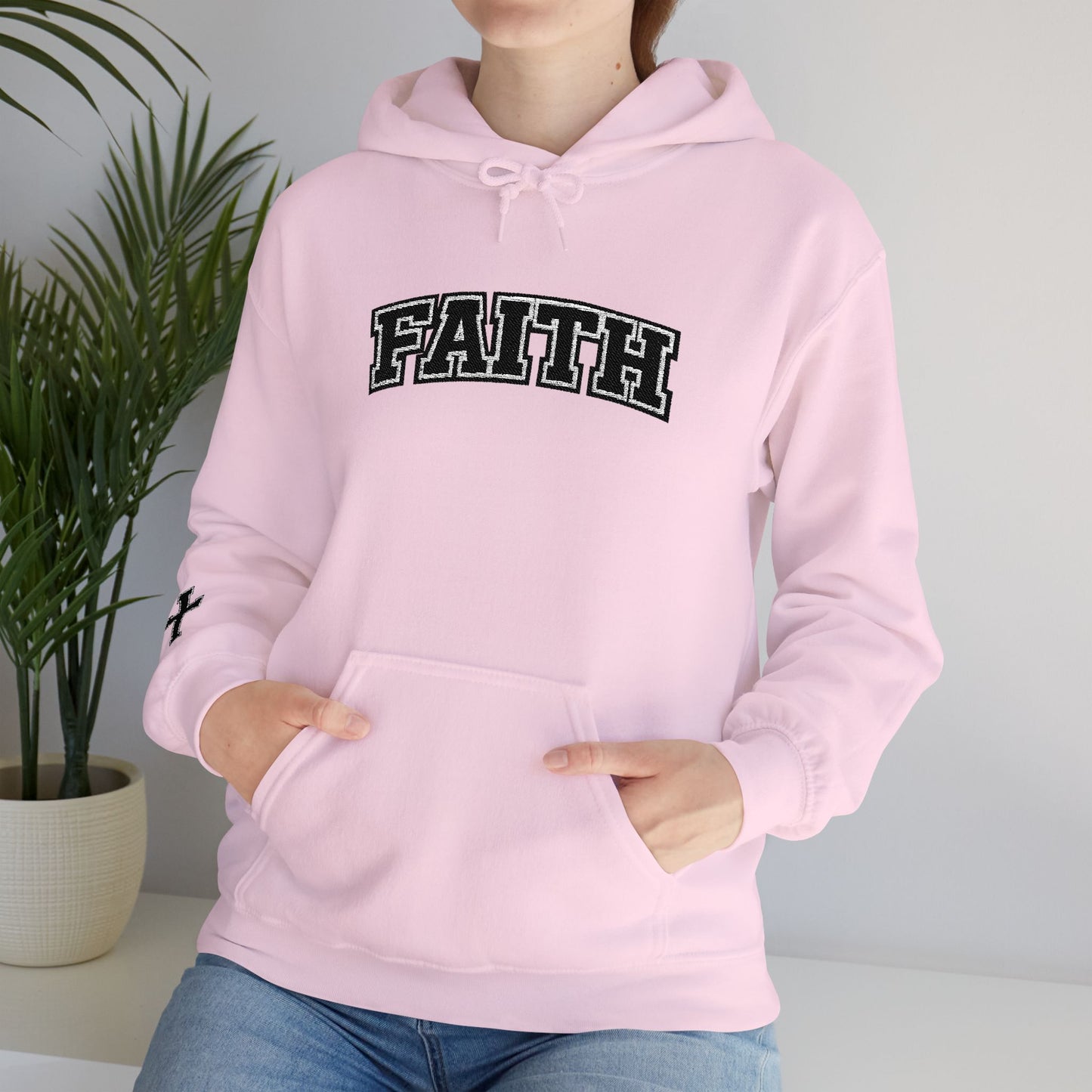 FAITH Collegiate Embroidered Hoodie  Bold faith. Everyday comfort.