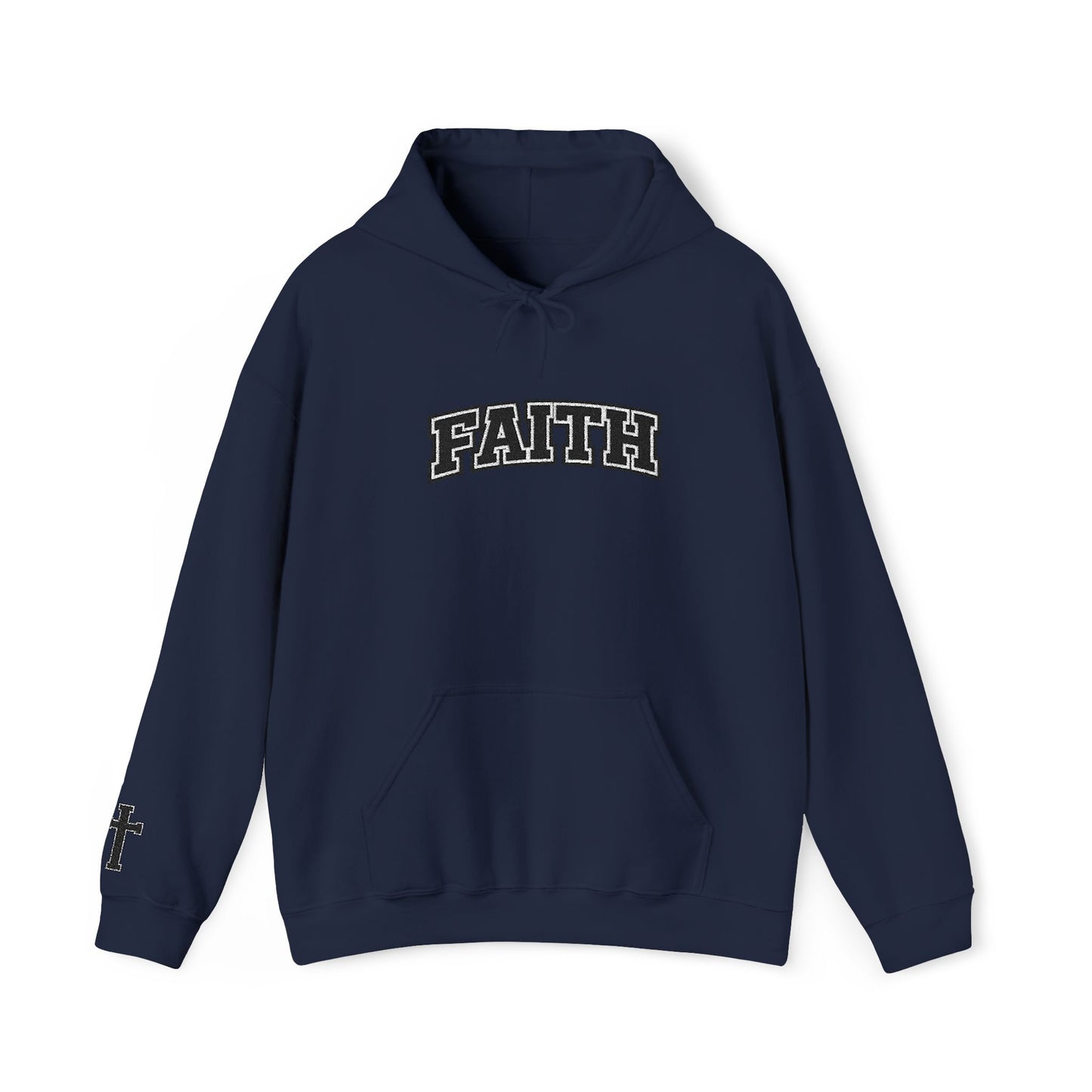 FAITH Collegiate Embroidered Hoodie  Bold faith. Everyday comfort.