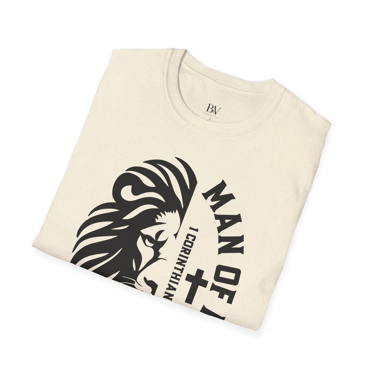 "Man of Faith" Lion T-Shirt — Christian Faith Tee (1 Corinthians 16:13)