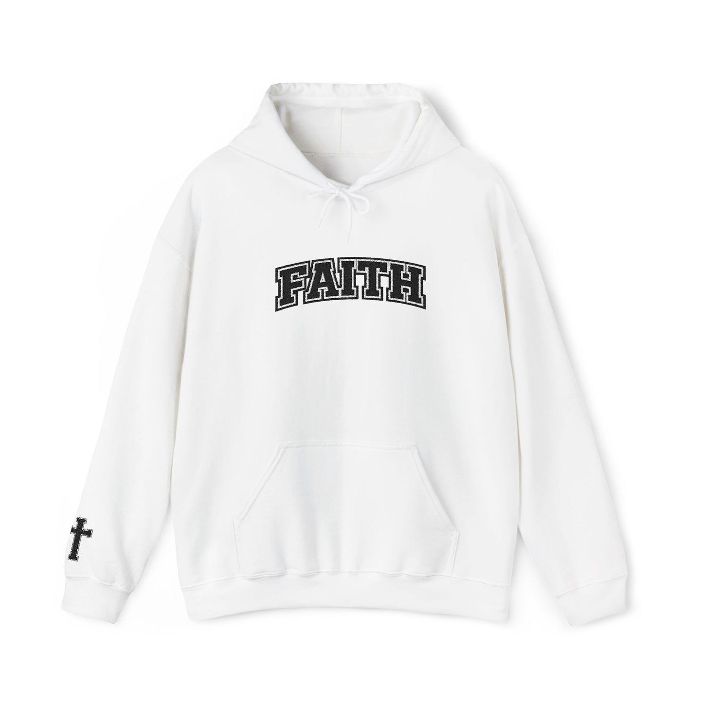 FAITH Collegiate Embroidered Hoodie  Bold faith. Everyday comfort.