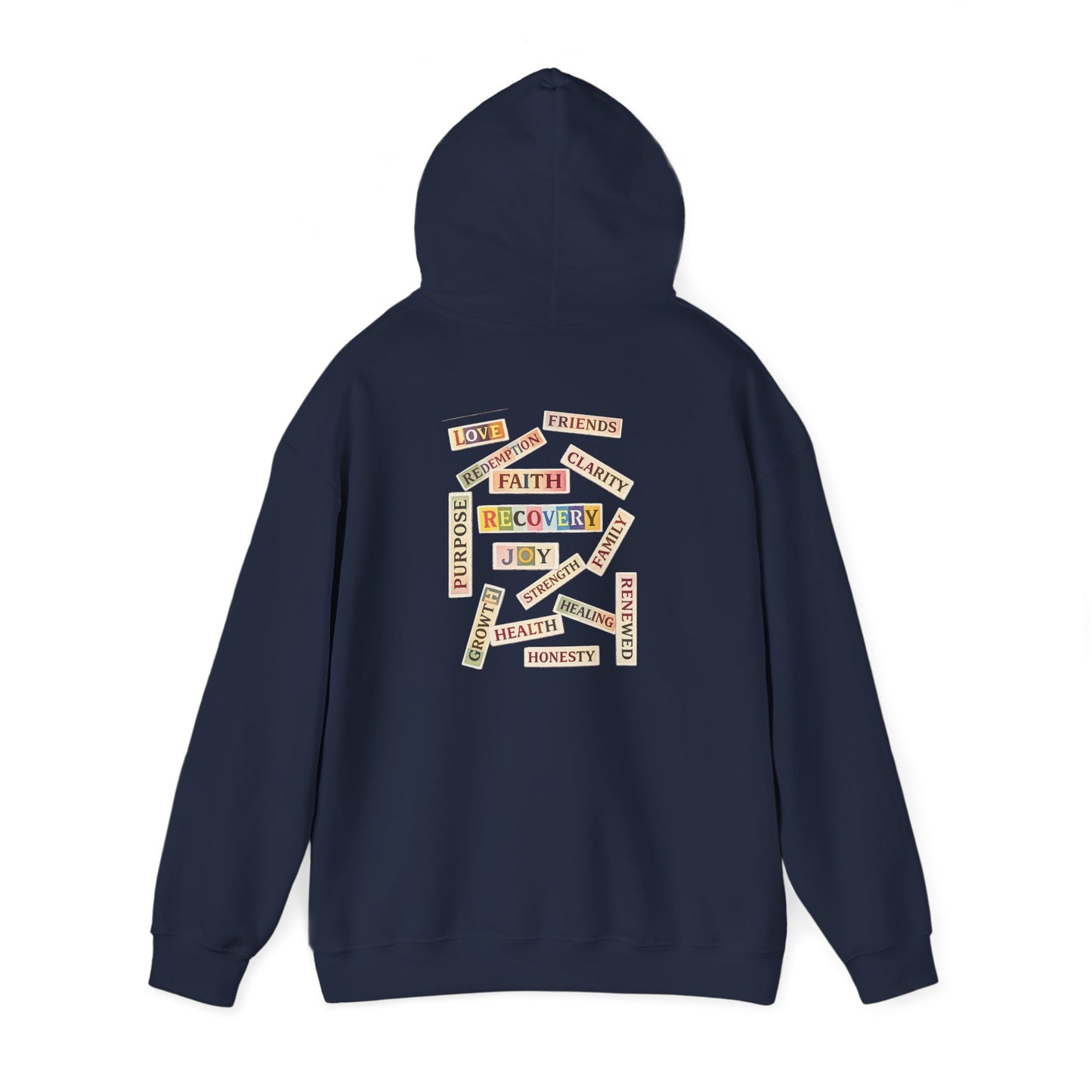 Recovery Words Hoodie — Inspirational Word Cloud Hooded Sweatshirt