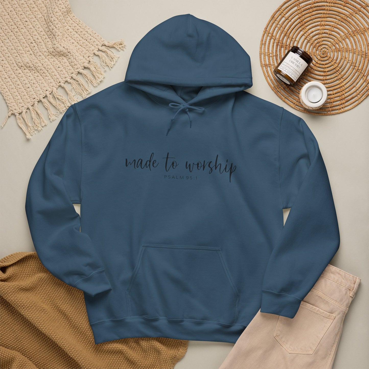 "Made to Worship" Hoodie — 'Made to Worship' Psalms 95:1 Christian Hoodie