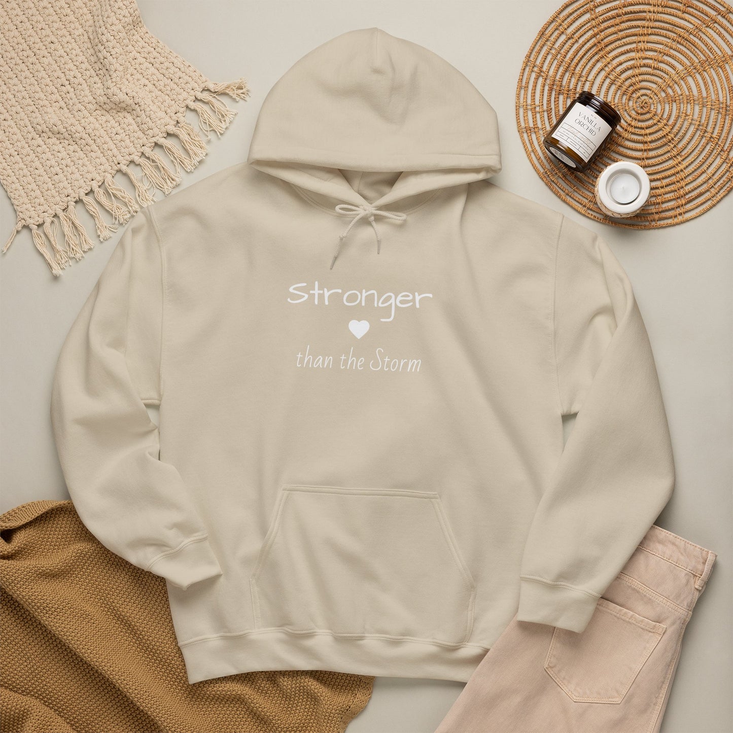 "Stronger than the Storm" Inspirational Pullover Hoodie