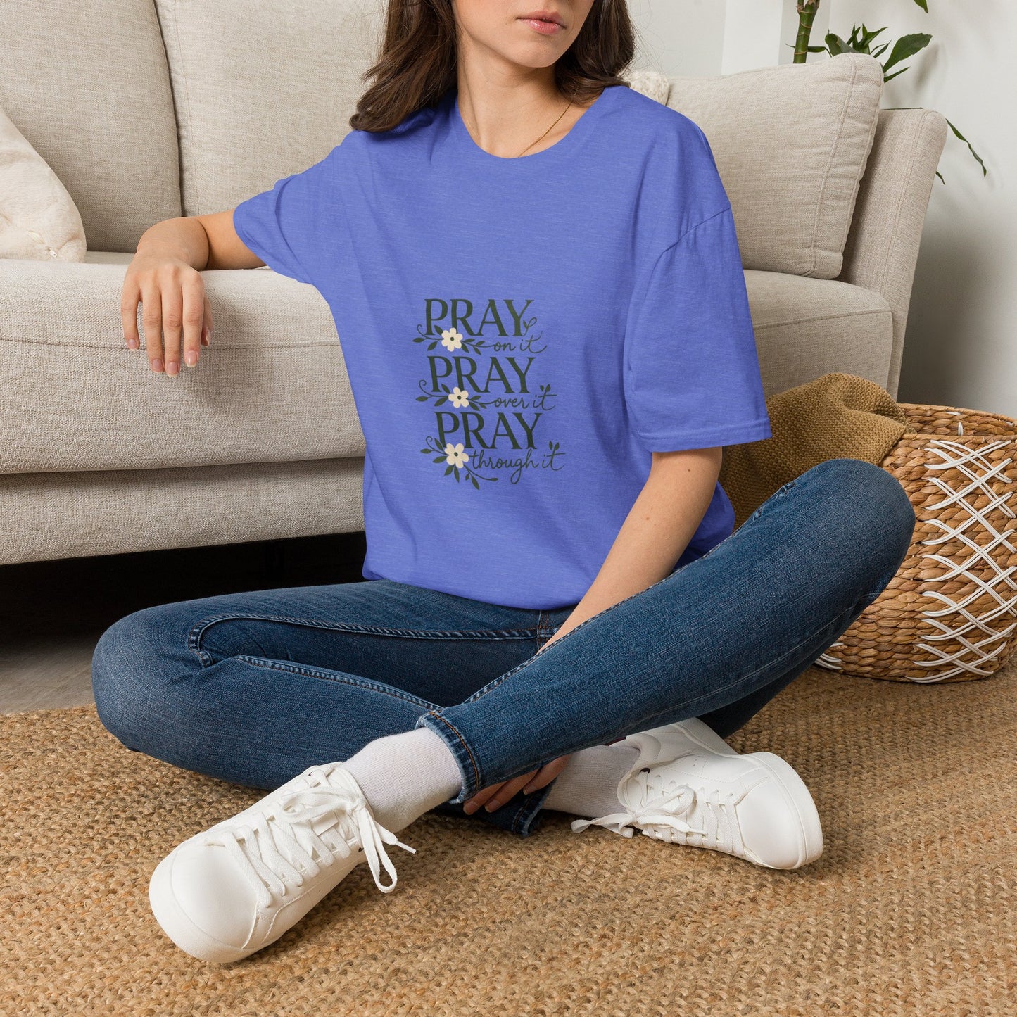 Floral "Pray On It, Pray Over It, Pray Through It" Tee