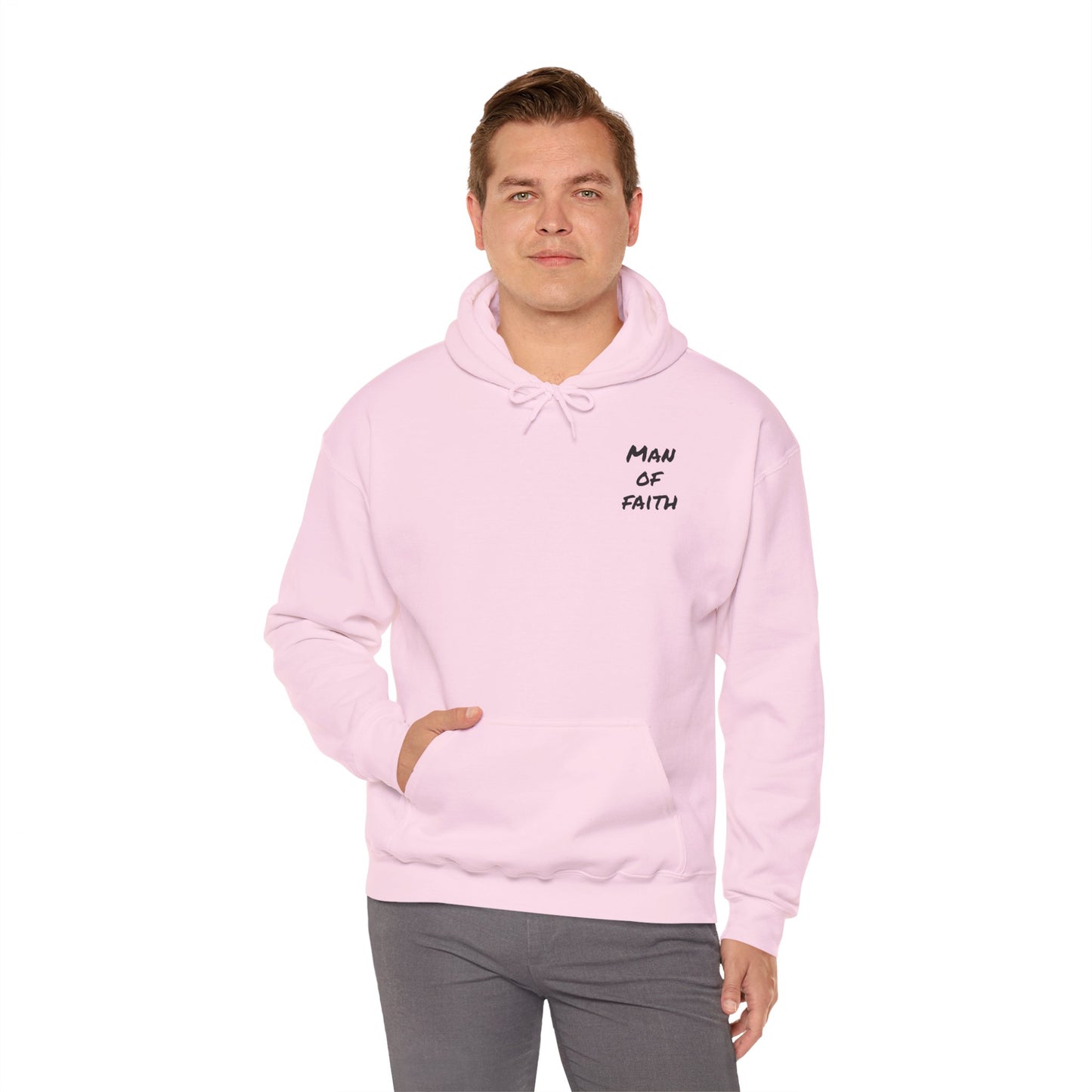 Man of Faith Hoodie — Inspirational Christian Script Pullover