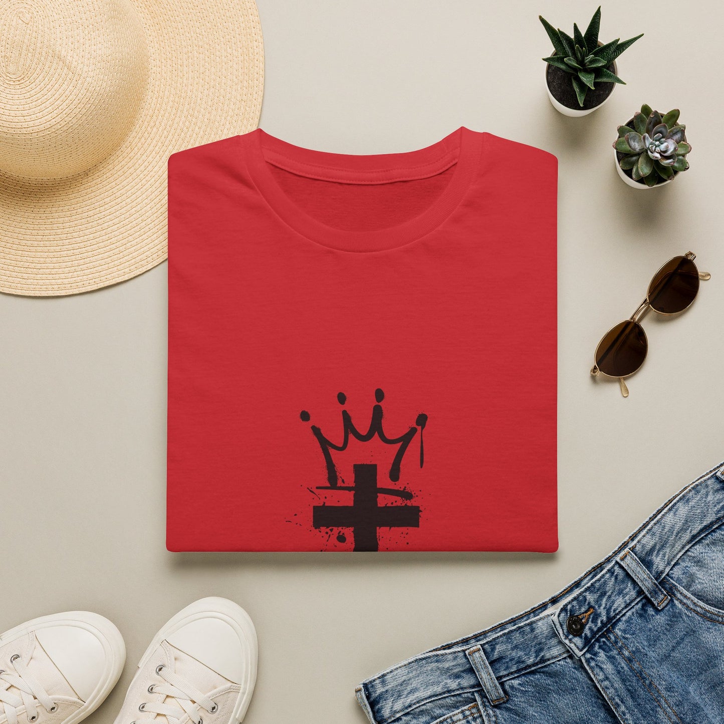 Jesus King T-Shirt — Crowned Cross Faith Graphic Tee