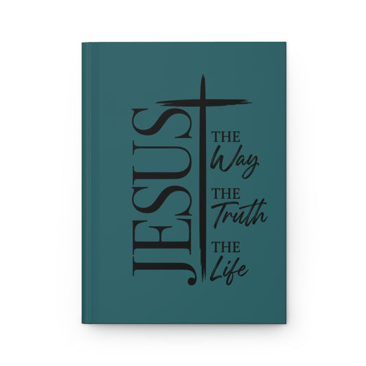 Jesus Cross Hardcover Journal — “The Way, The Truth, The Life” Christian Notebook