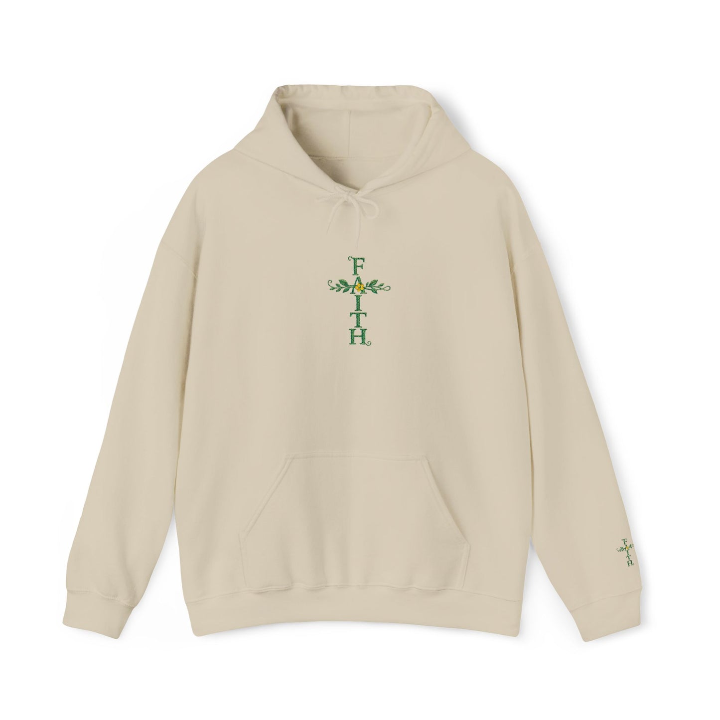 Embroidered "Faith Cross" Hoodie — Floral Faith Cross Pullover