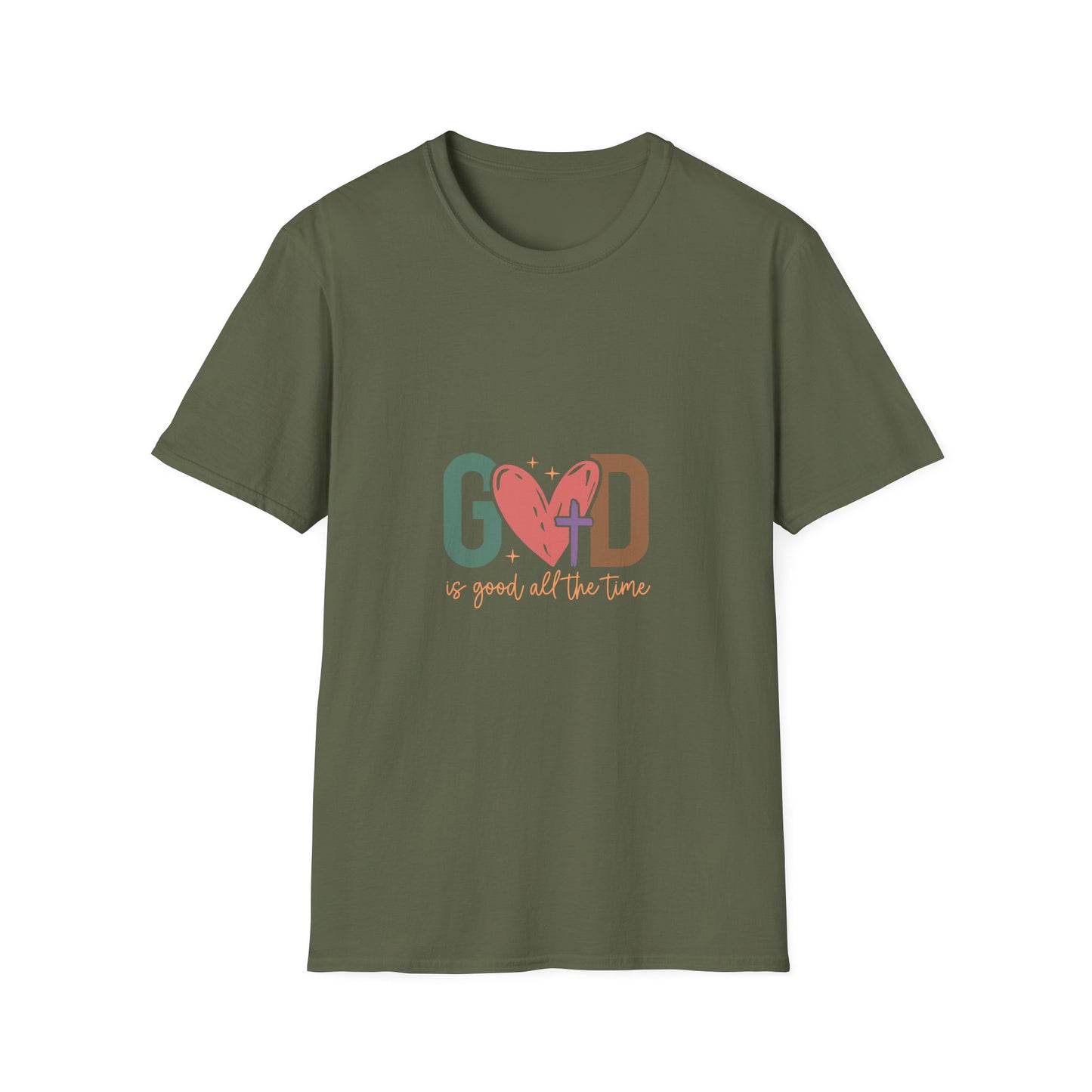 God With Heart Cross T-Shirt — Faith-Based Inspirational Tee
