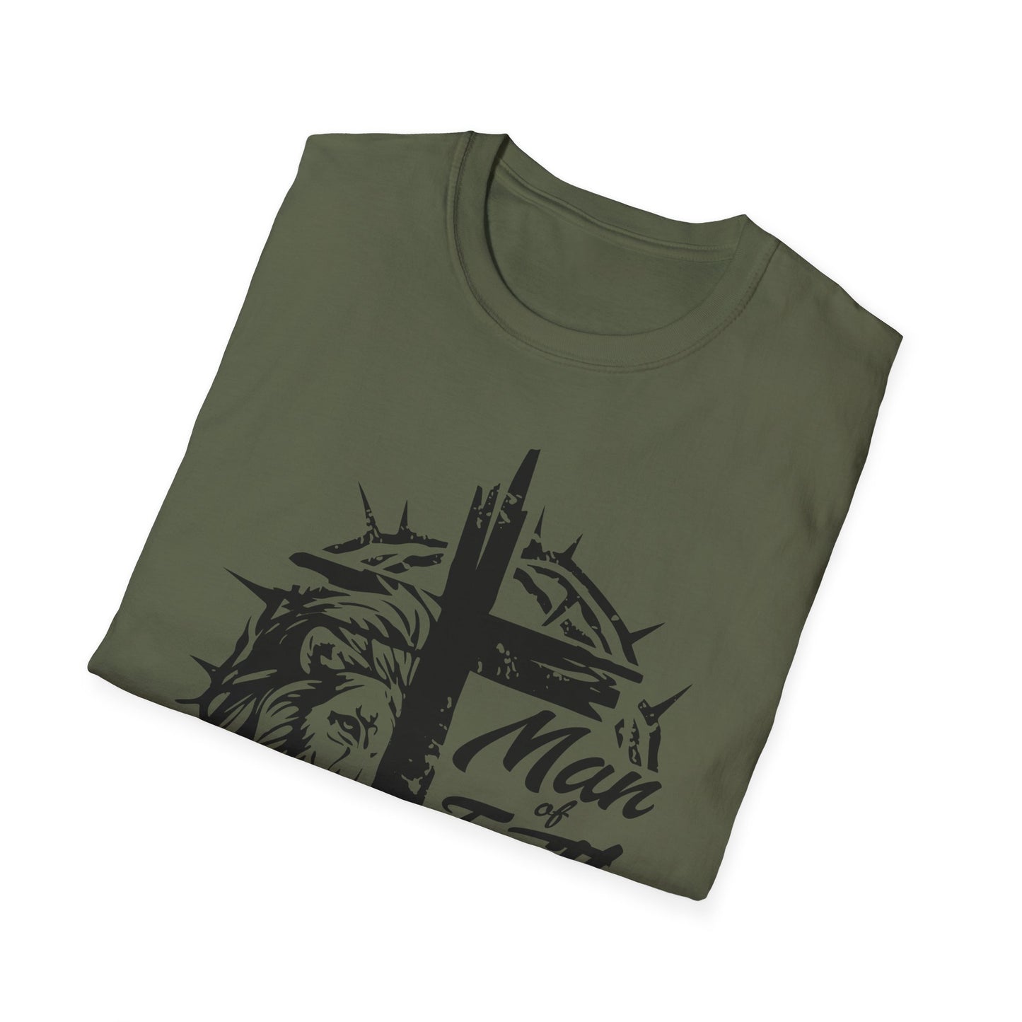 Faith Lion Cross T-Shirt — "Man of Faith" Christian Graphic Tee