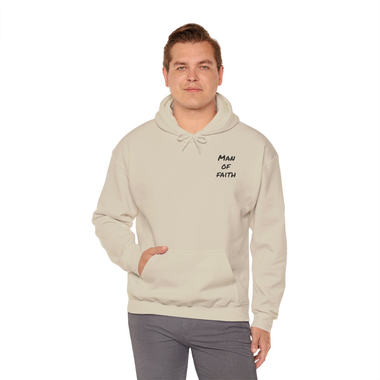 Man of Faith Hoodie — Inspirational Christian Script Pullover