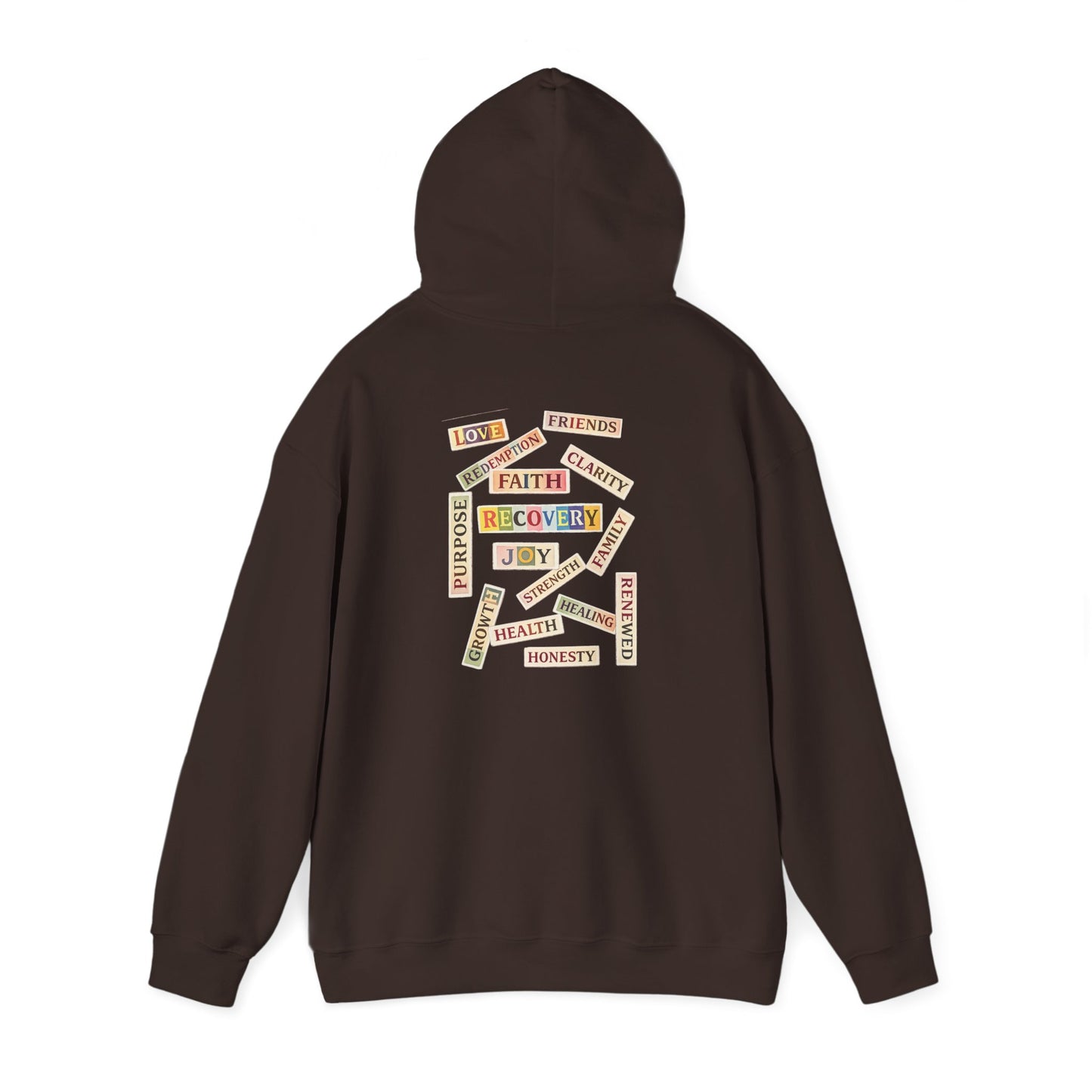 Recovery Words Hoodie — Inspirational Word Cloud Hooded Sweatshirt