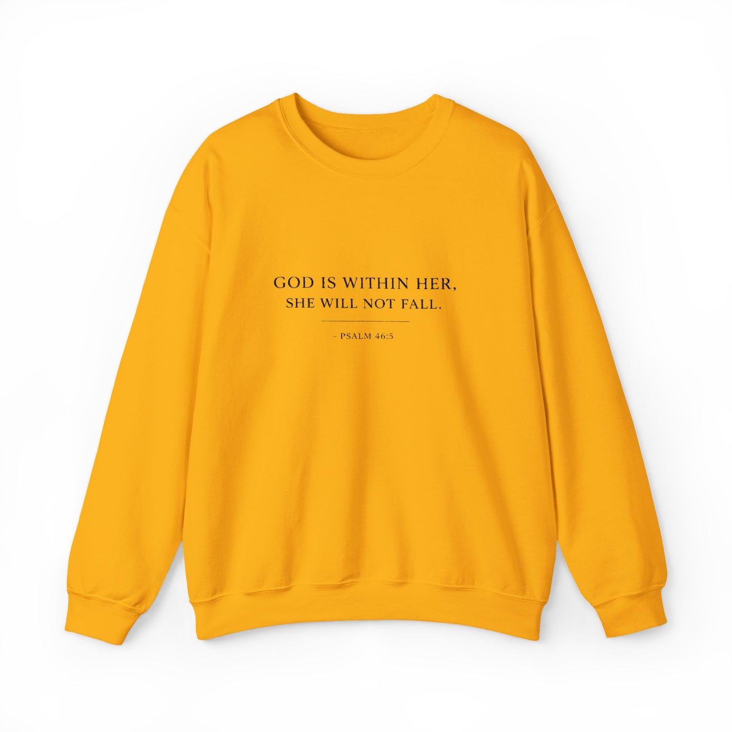 Embroidered "God Is Within Her, She Will Not Fail" Bible Verse Christian Pullover w/black text