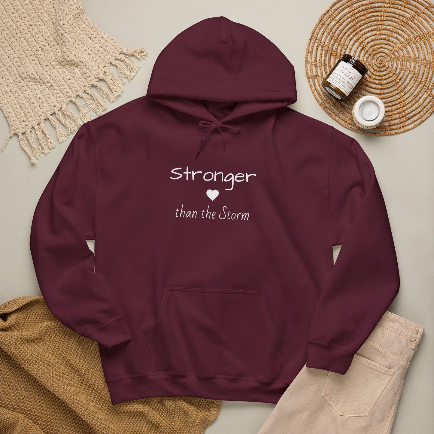 "Stronger than the Storm" Inspirational Pullover Hoodie