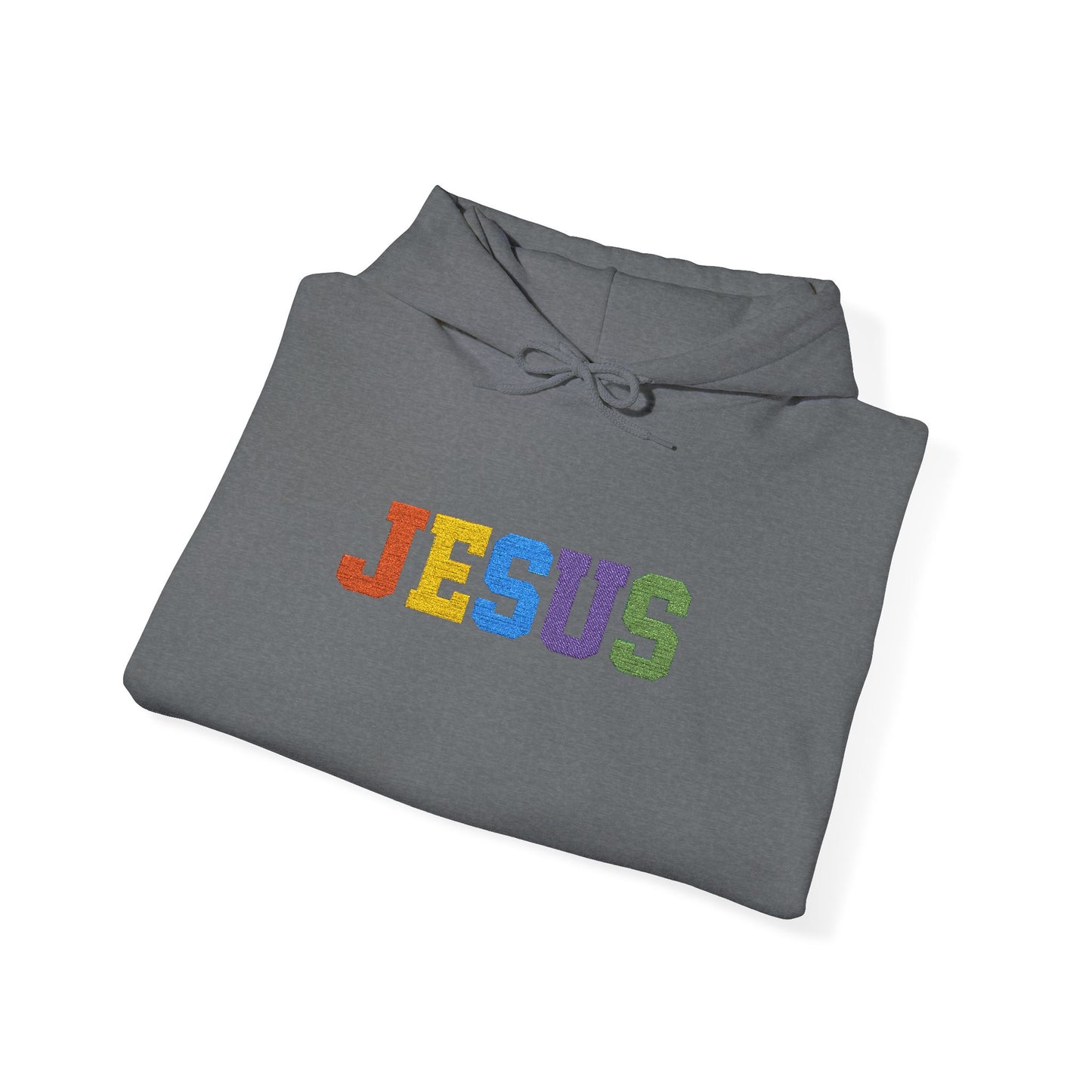 Embroidered Faith-Inspired “JESUS” Pullover Hoodie for Everyday Comfort