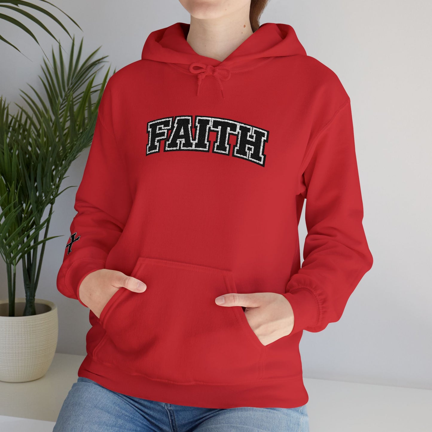 FAITH Collegiate Embroidered Hoodie  Bold faith. Everyday comfort.